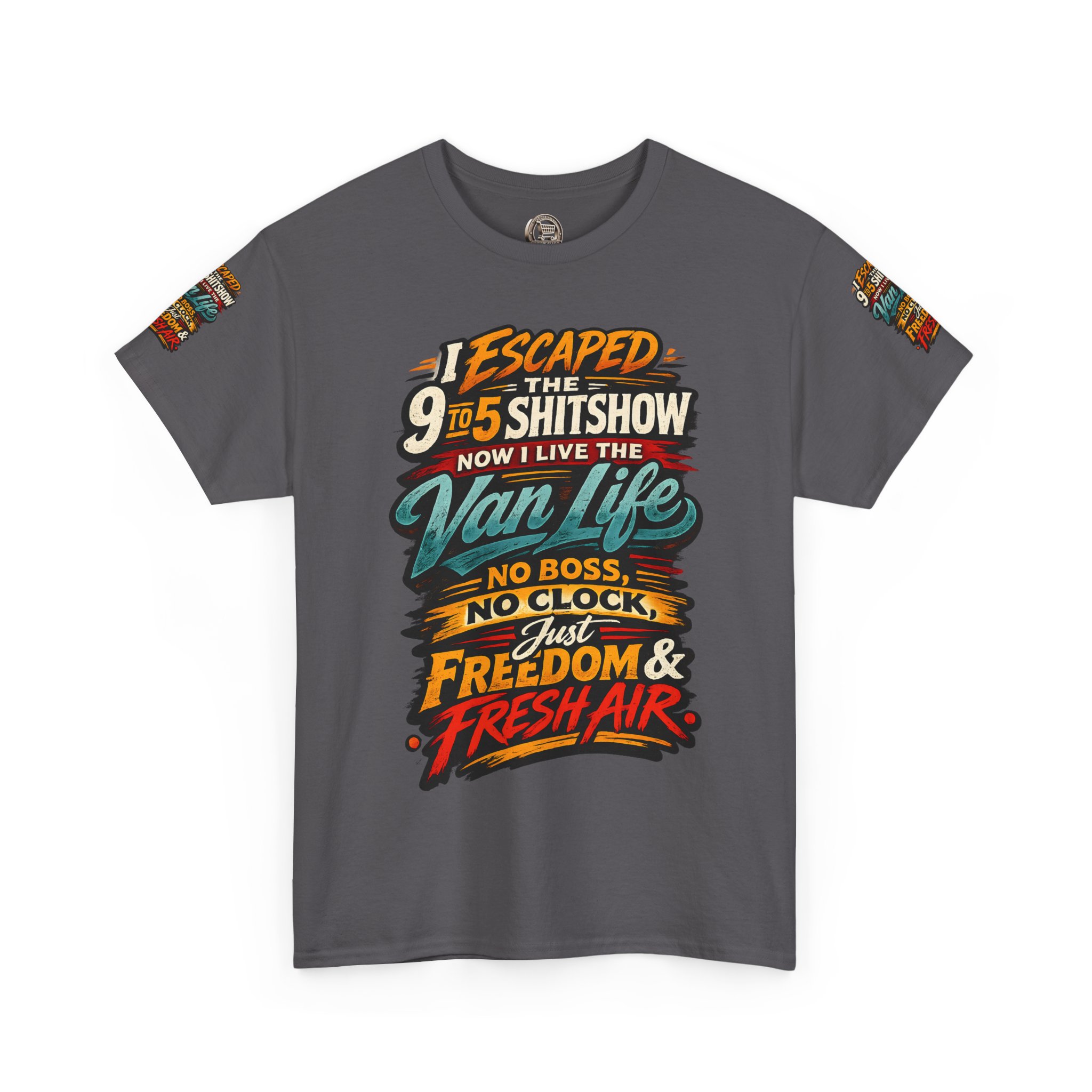 Unisex Heavy Cotton Tee — "I Escaped The 9 To 5" Design F**K-Line