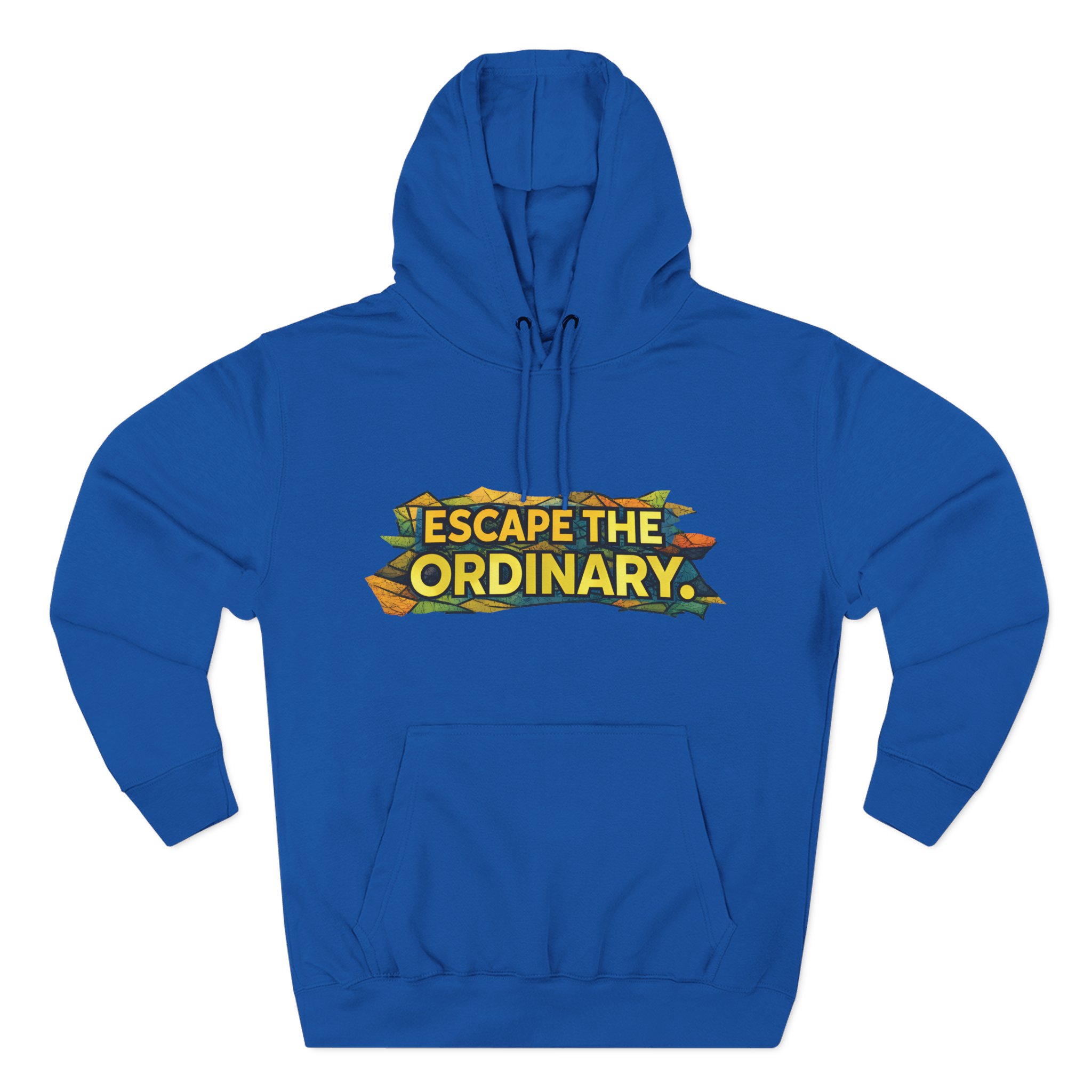 Three-Panel Fleece Hoodie - "Escape The Ordinary" Design Cubic-Line