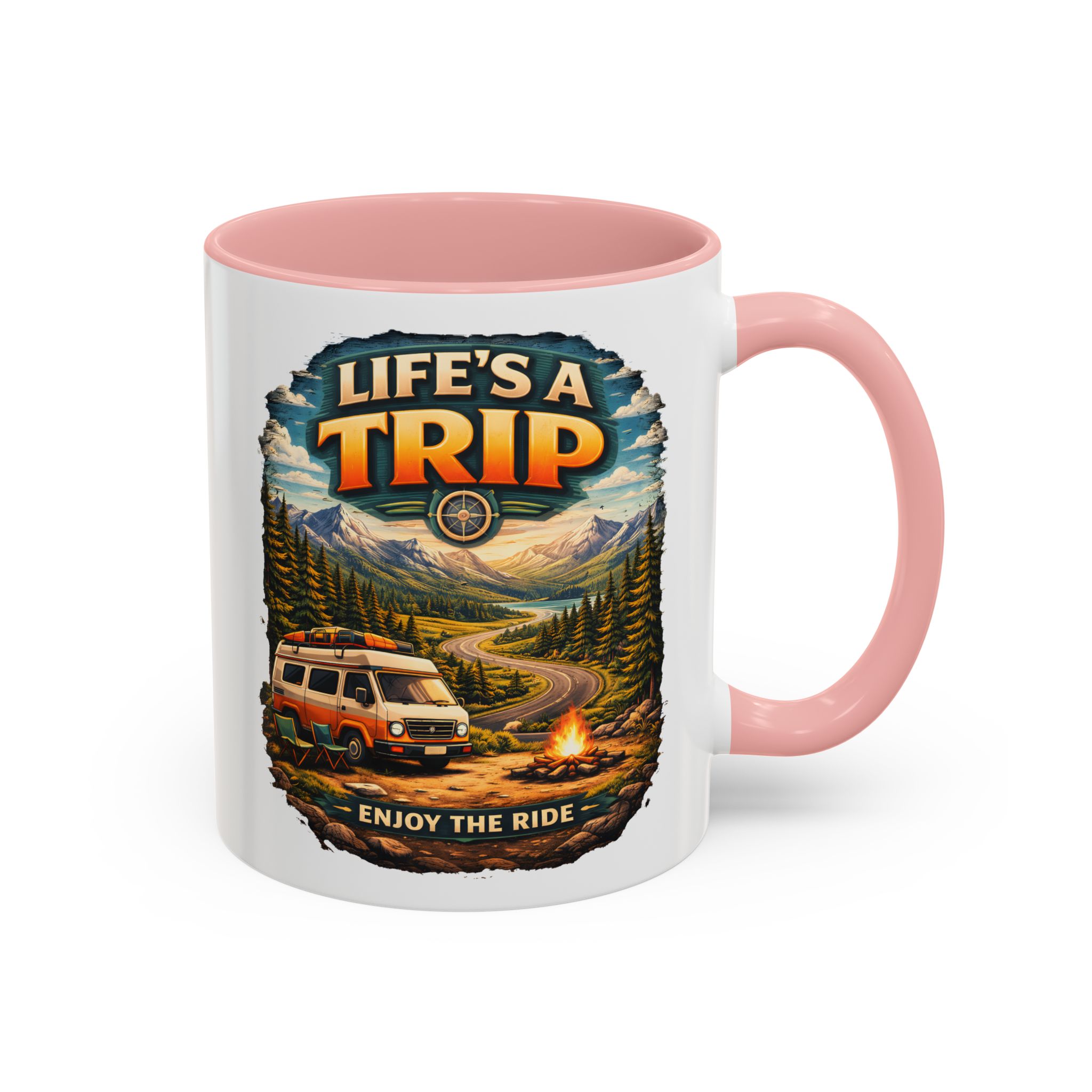 Accent Coffee Mug (11, 15oz) — "Life s A Trip" Design Scenic-Line