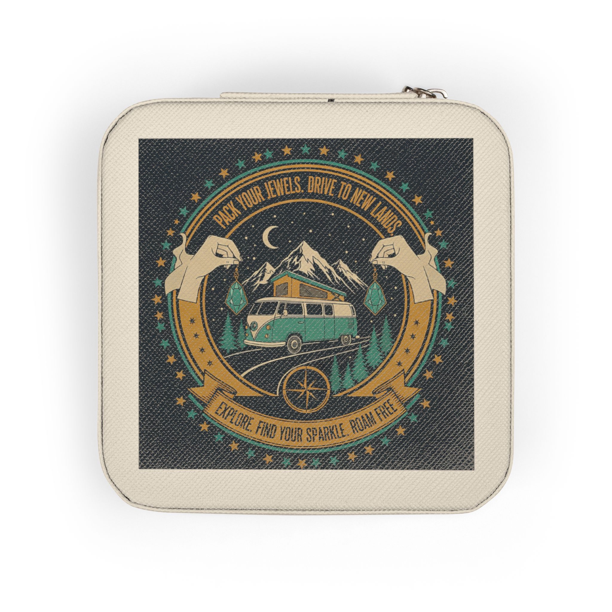 Jewelry Travel Case — Boho Camper Van Jewelry Organizer (Portable Ring & Earring Storage)