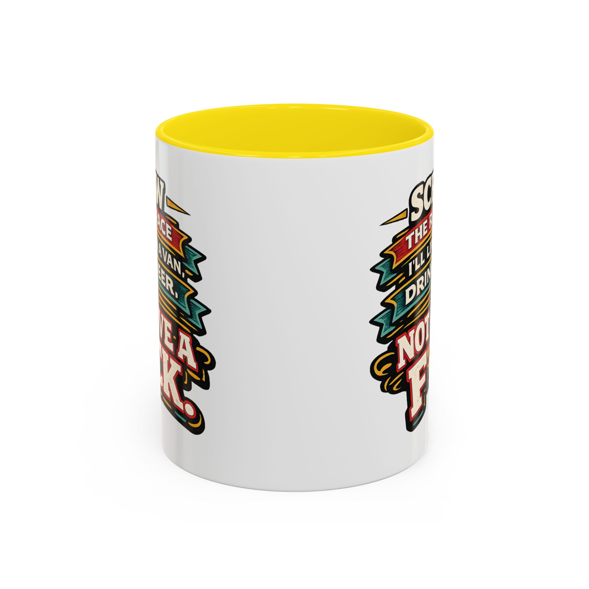 Accent Coffee Mug (11, 15oz) — "Screw The Rat Race" Design F**K-Line