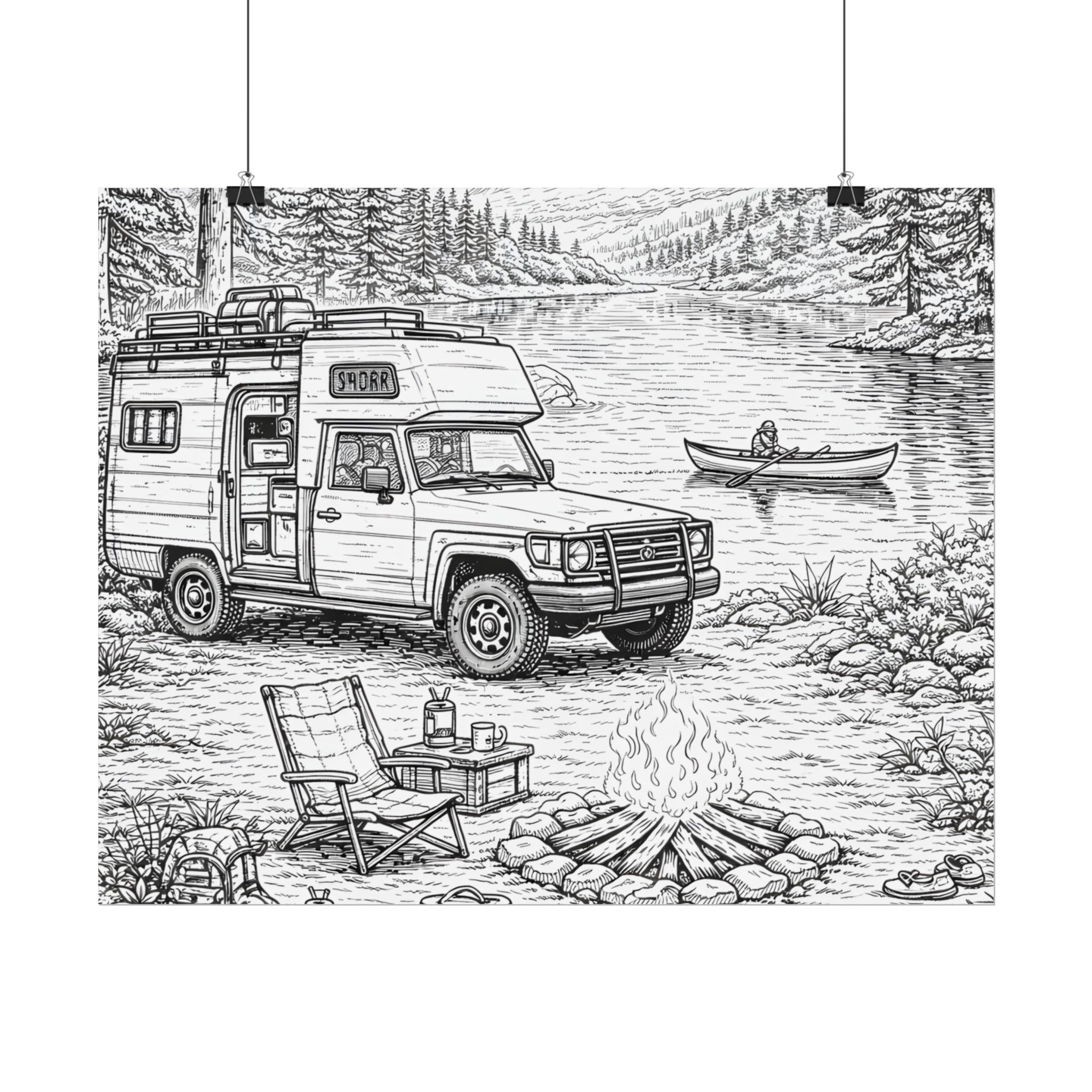 Campervan Poster — Vintage RV Camping Landscape Wall Art