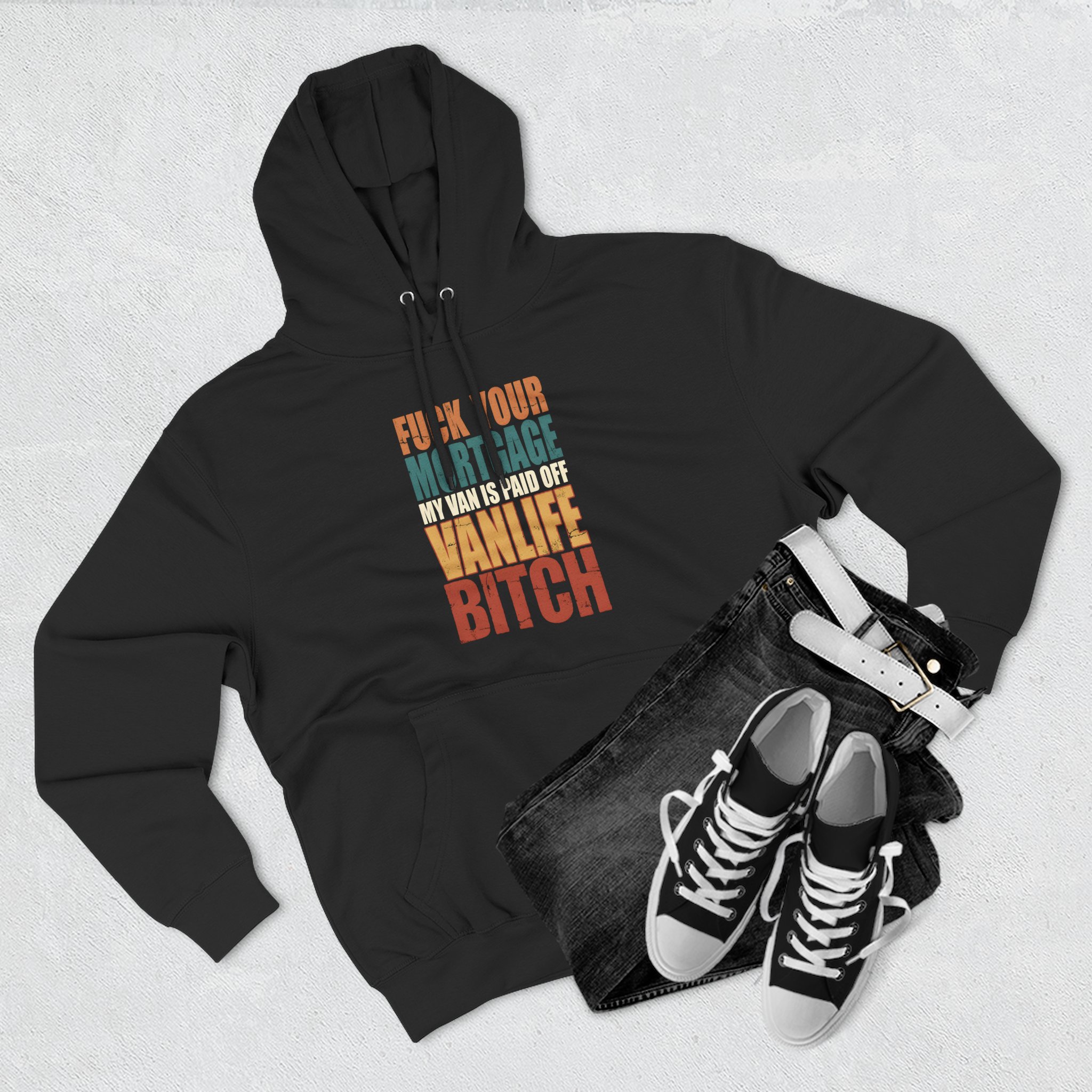 Three-Panel Fleece Hoodie - "Fuck Your Mortgage" Design F**K-Line