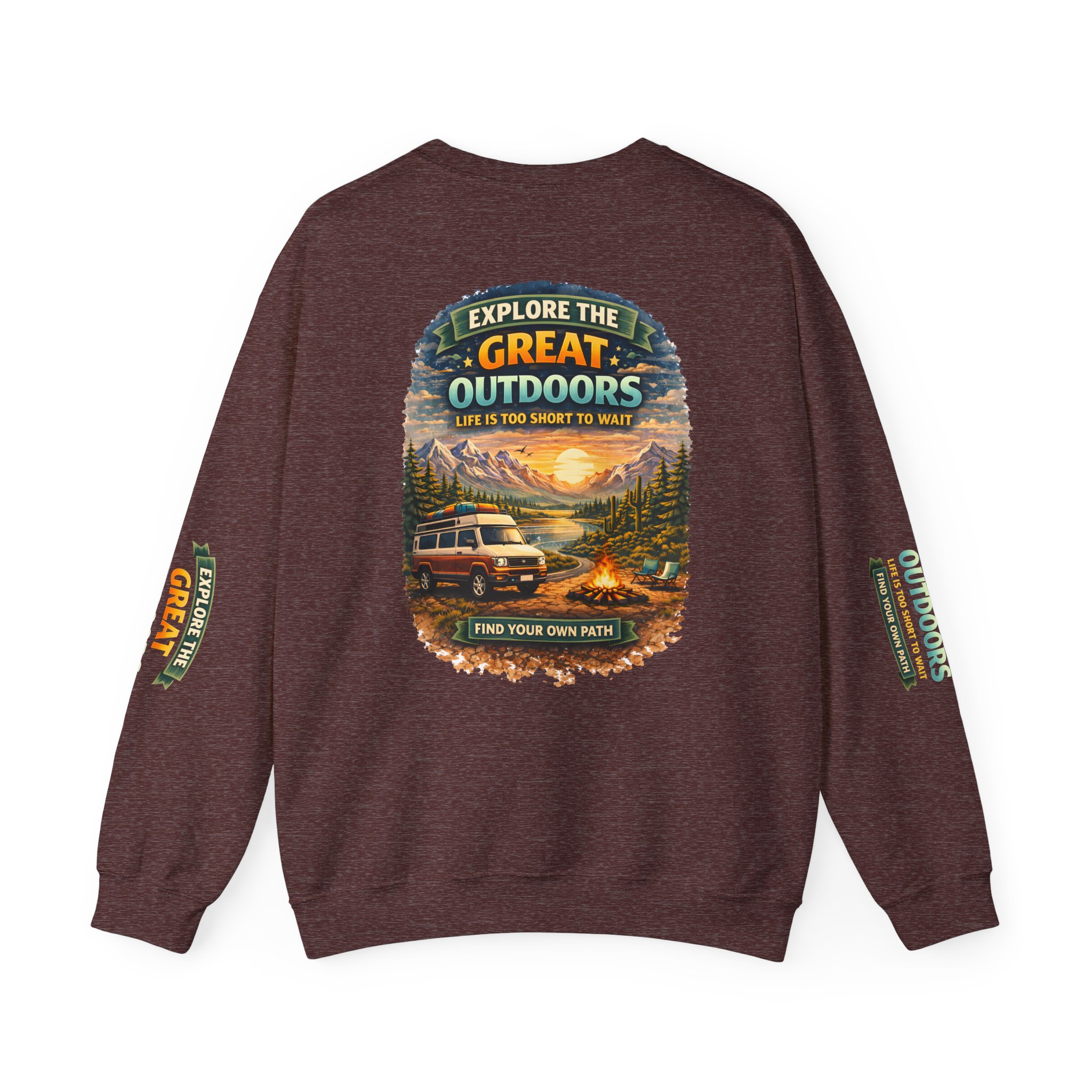 Unisex Heavy Blend™ Crewneck Sweatshirt — "Explore The Great Outdoors" Design Scenic-Line