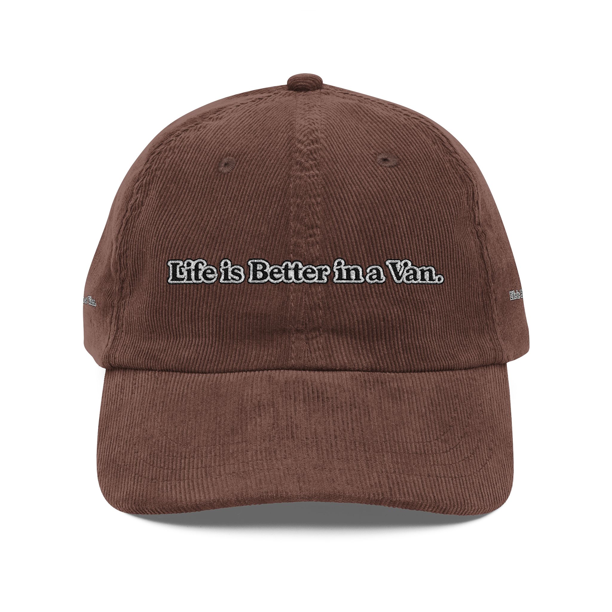 Vintage Corduroy Cap (Embroidery) — "Life Is Better In A Van" Embroidered Hat