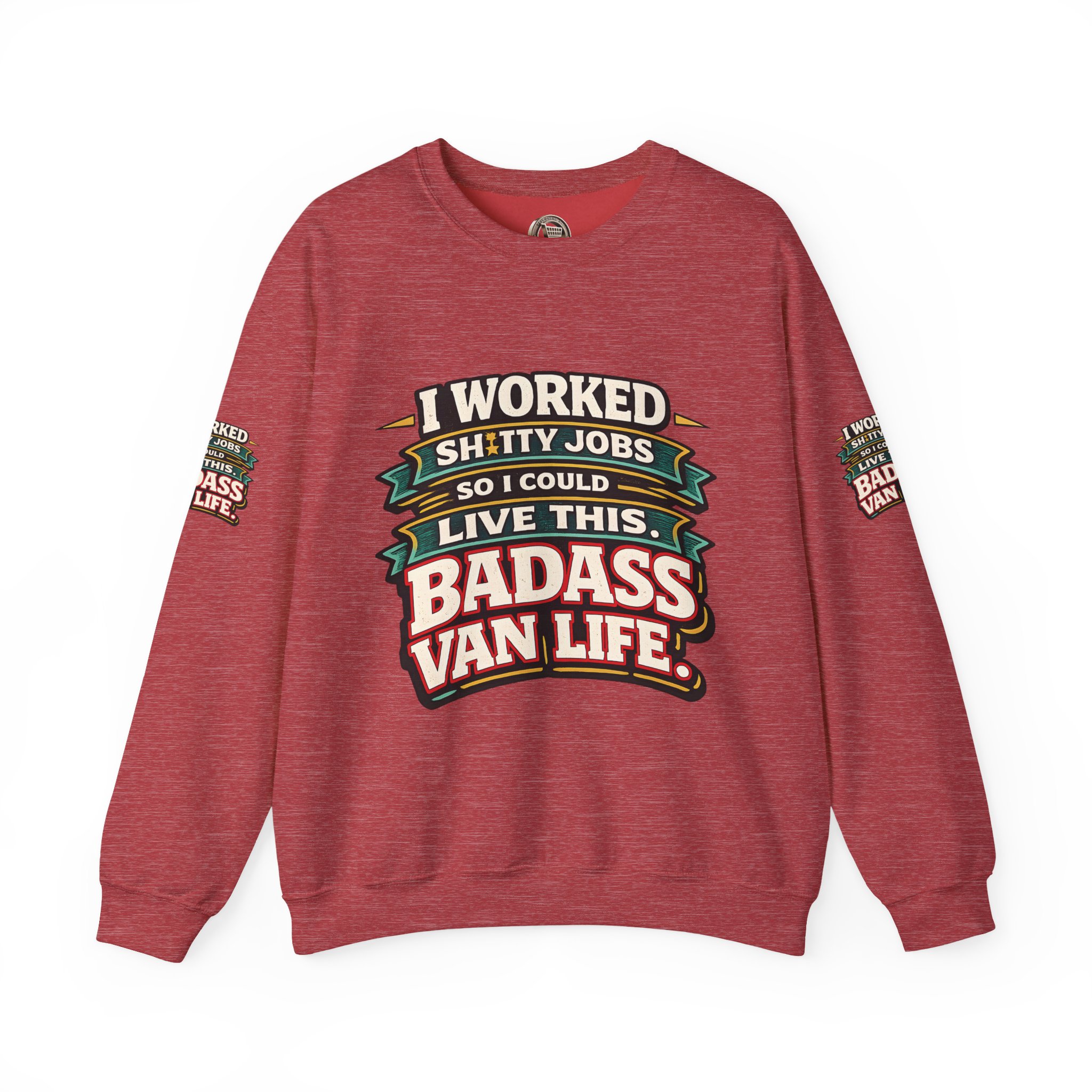 Unisex Heavy Blend™ Crewneck Sweatshirt — "I Worked Shitty Jobs" Design F**K-Line