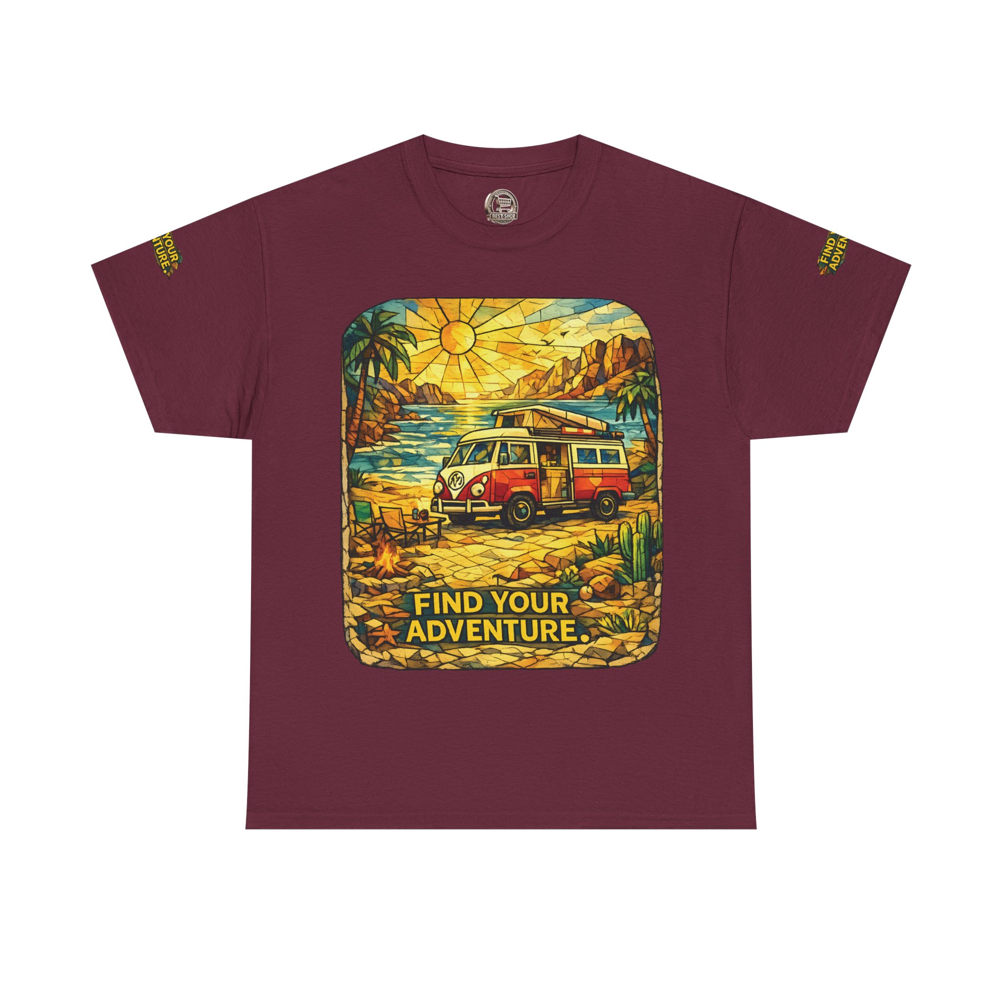 Unisex Heavy Cotton Tee — "Find Your Adventure" Design Cubic-Line