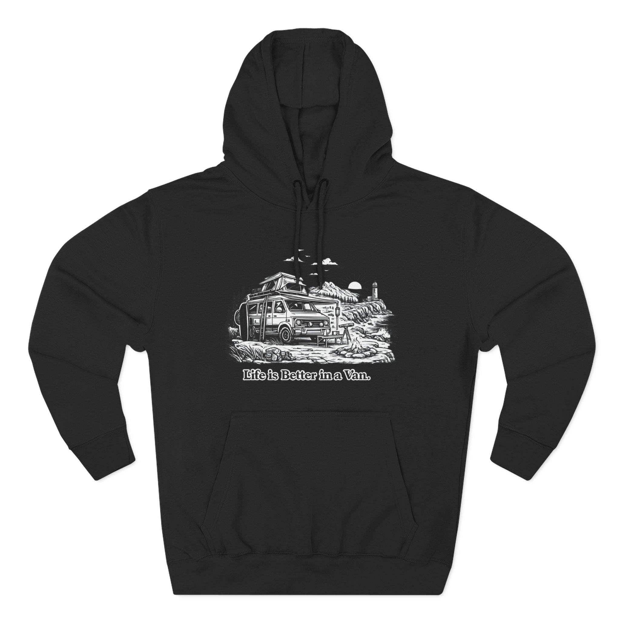 10040264233971948236_2048.jpeg Three-Panel Fleece Hoodie - "Life Is Better In A Van" Design Minimal-Line