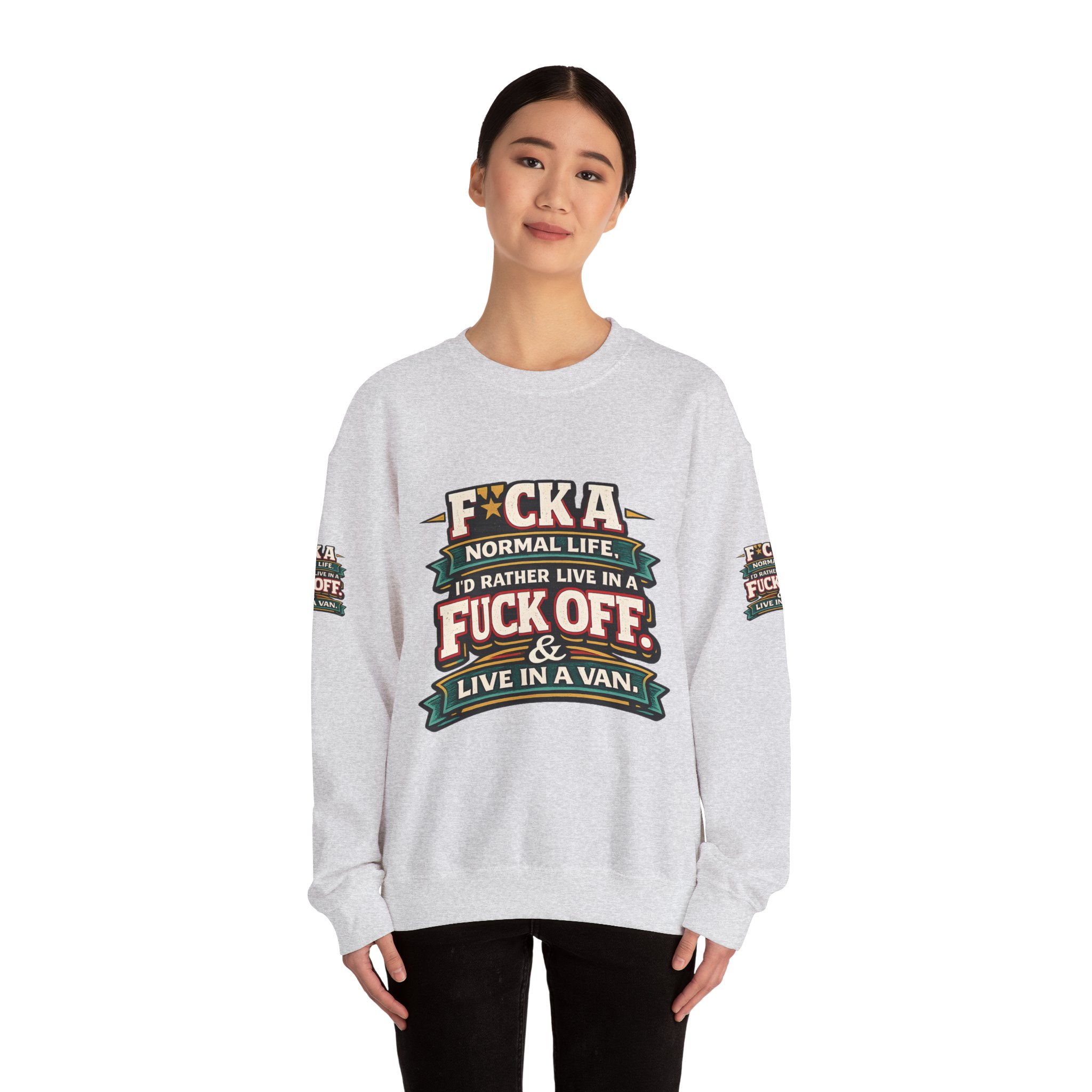 10044348678948988159_2048.jpeg Unisex Heavy Blend™ Crewneck Sweatshirt — "Fuck A Normal Life" Design F**K-Line