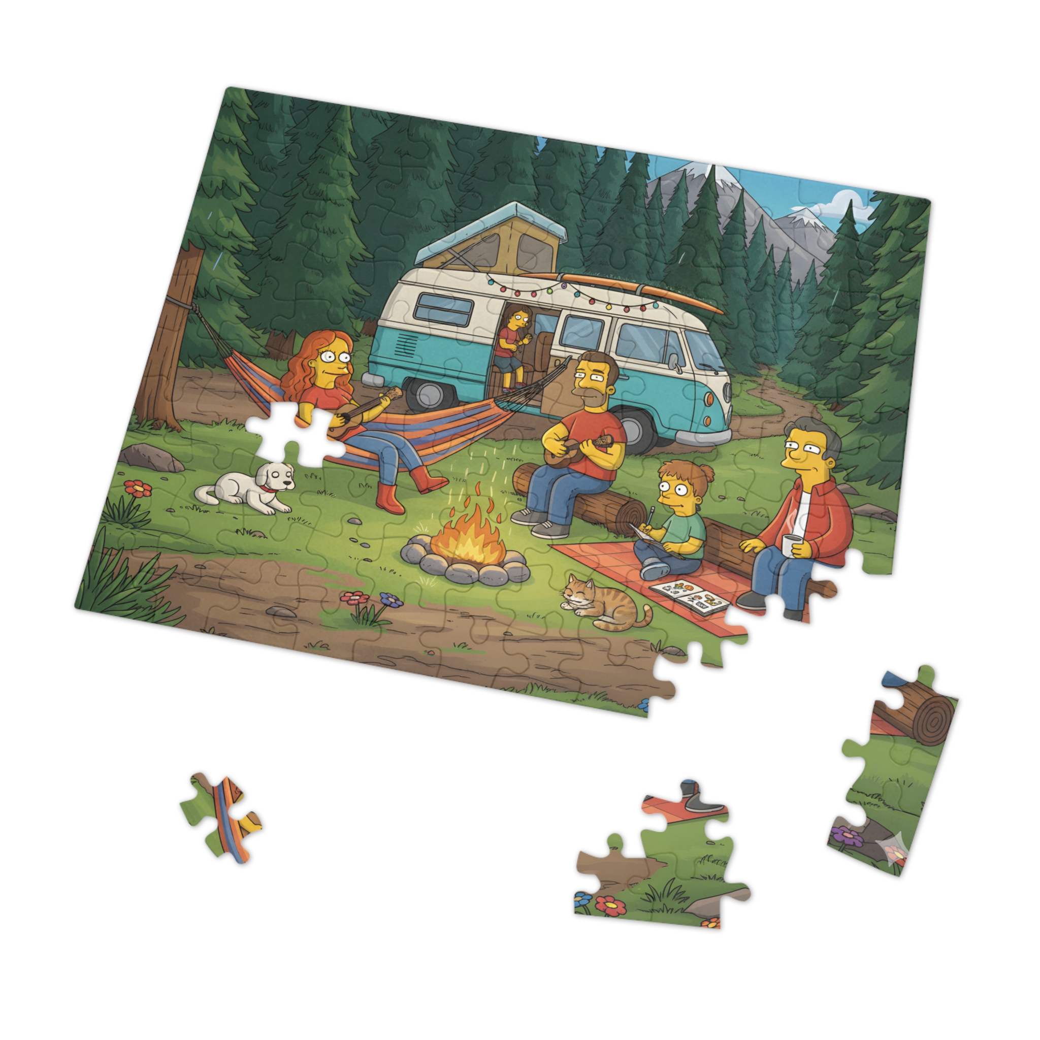 Jigsaw Puzzle with Tin — Scenic Campervan Campfire