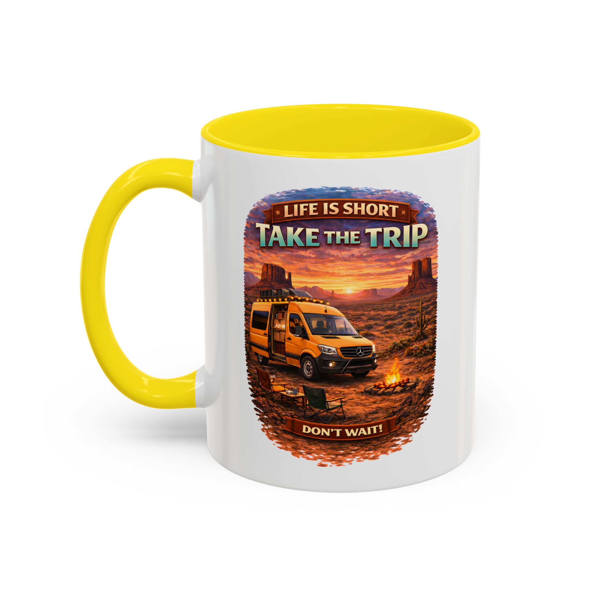 Accent Coffee Mug (11, 15oz) — "Live Is Short Take The Trip" Design Scenic-Line