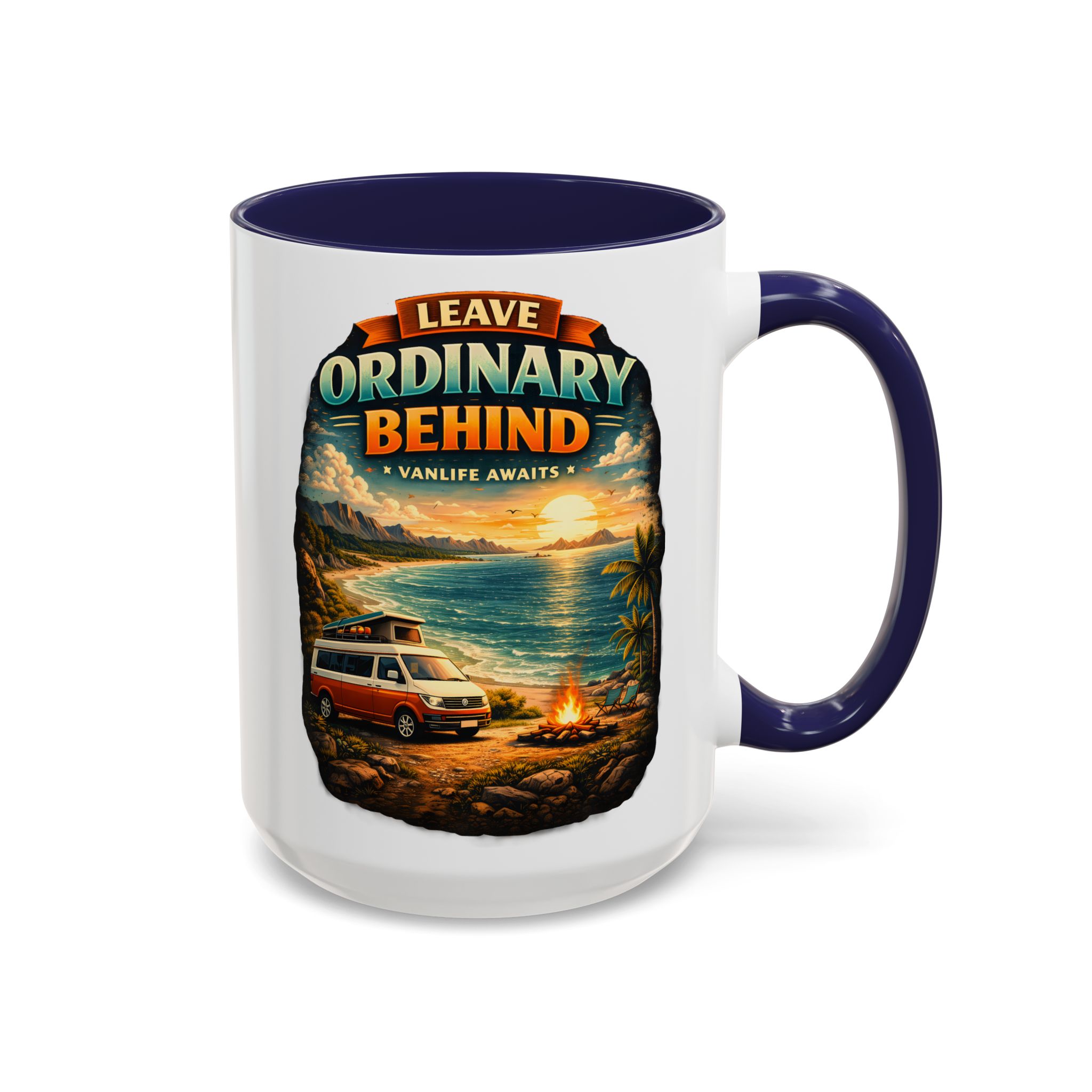 Accent Coffee Mug (11, 15oz) — "Leave Ordinary Behind" Design Scenic-Line