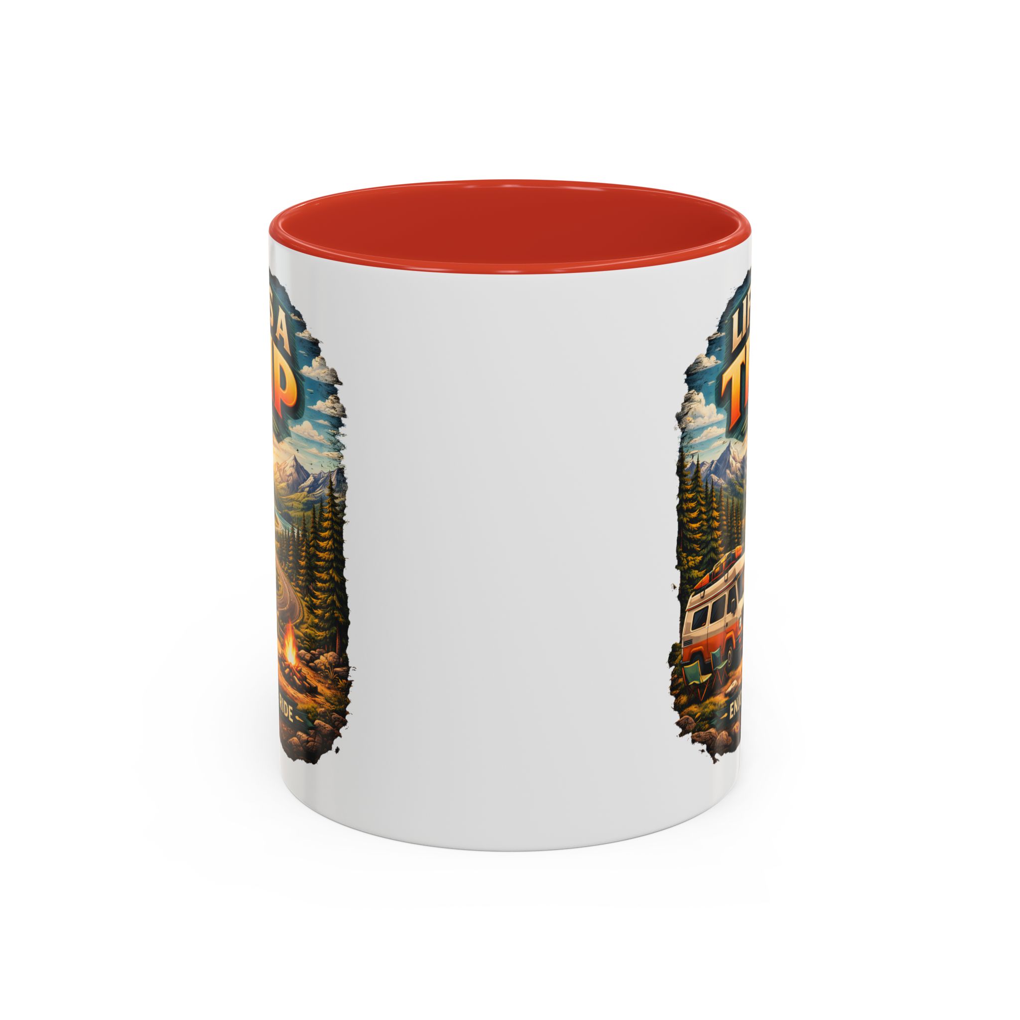 Accent Coffee Mug (11, 15oz) — "Life s A Trip" Design Scenic-Line