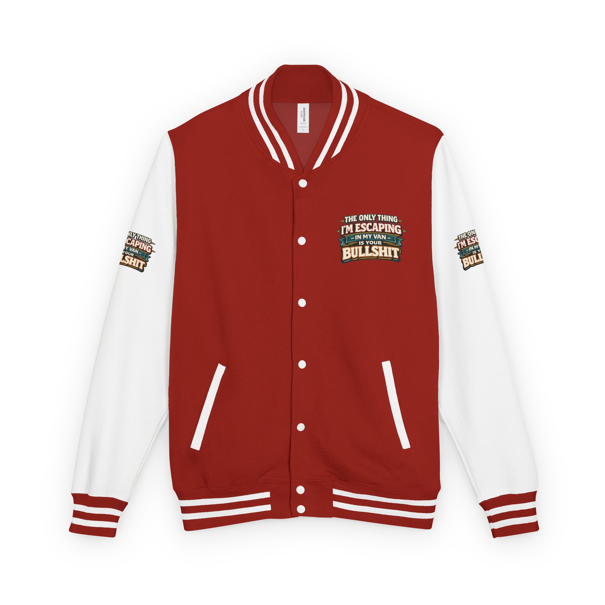 10063553160758271406_2048-1.jpeg Unisex Heavyweight Letterman Jacket — "The Only Thing I´m Escaping" Design F**K-Line