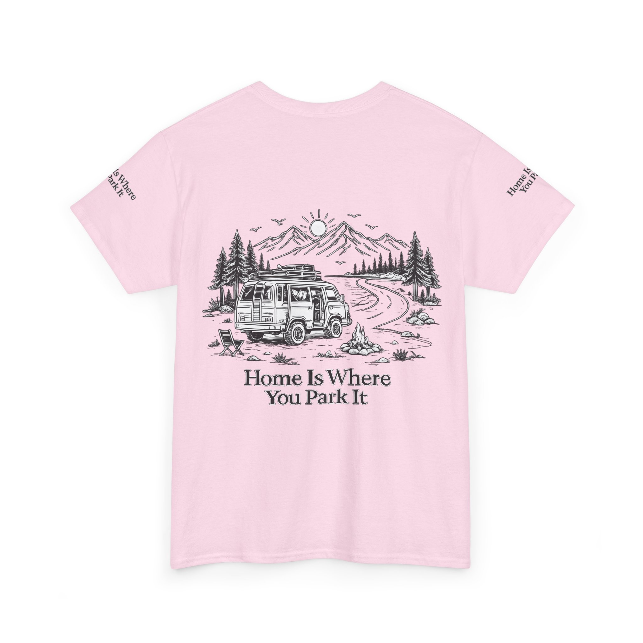 Unisex Heavy Cotton Tee — "Home Is Where You Park It" Design Minimal-Line
