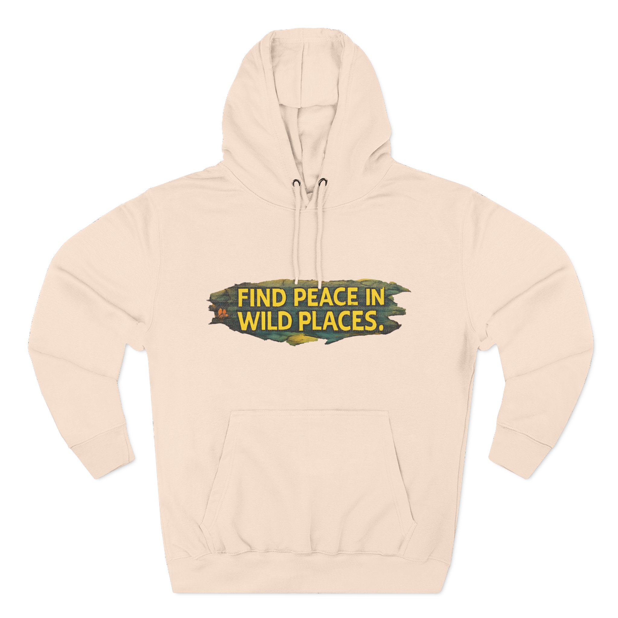 Three-Panel Fleece Hoodie - "Find Peace In Wild Places" Design Cubic-Line