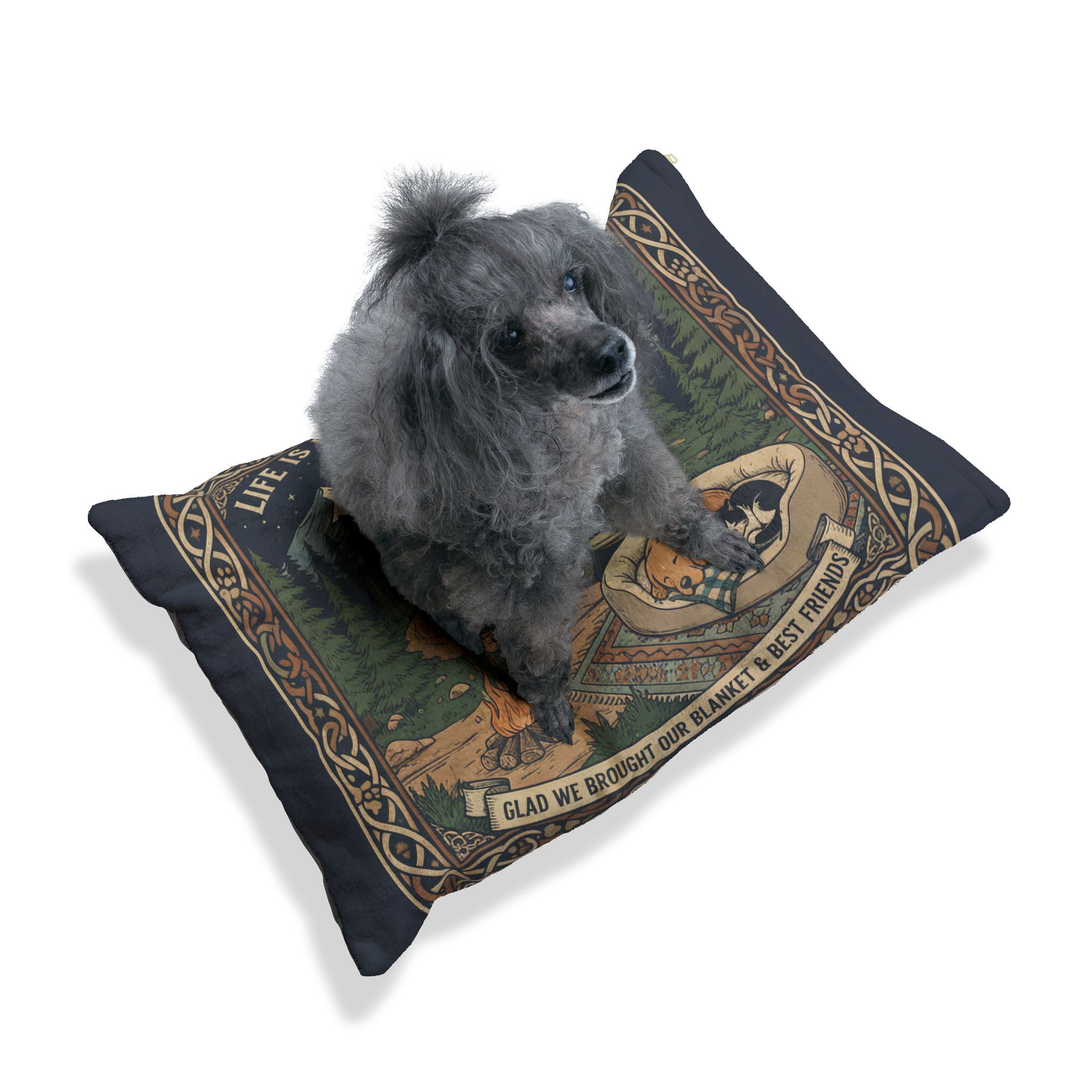 Pet Bed — "Life Is Ruff" Vintage Van Dog & Cat Travel Pillow