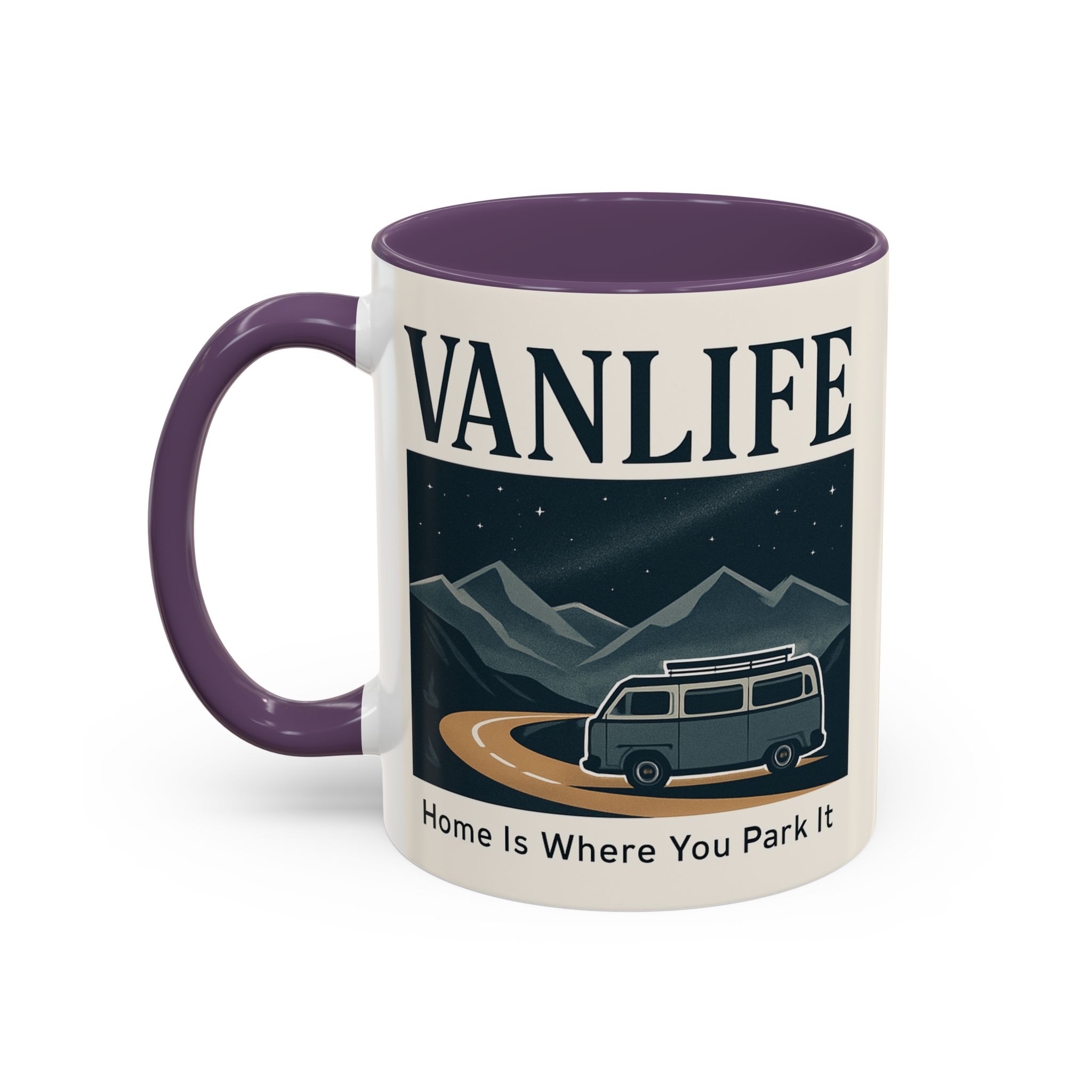 Coffee Mug — "Vanlife - Home Is Where You Park It" Accent Campervan Travel Mug