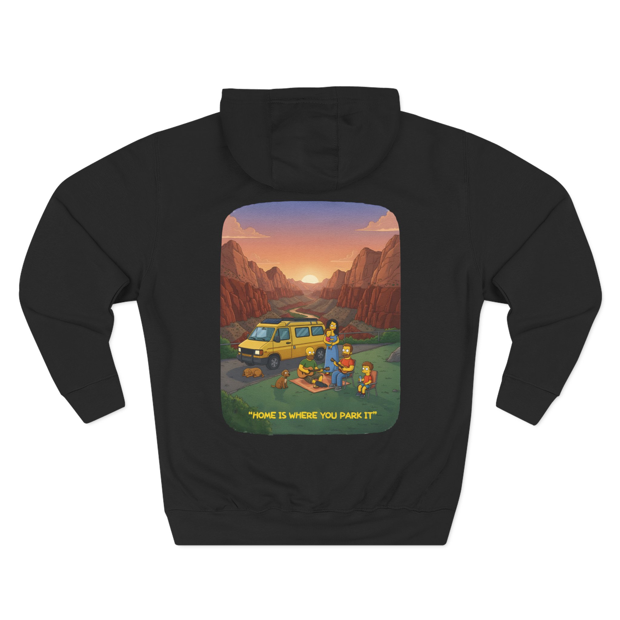 Three-Panel Fleece Hoodie - "Home Is Where You Park It" Design Sitcom-Line
