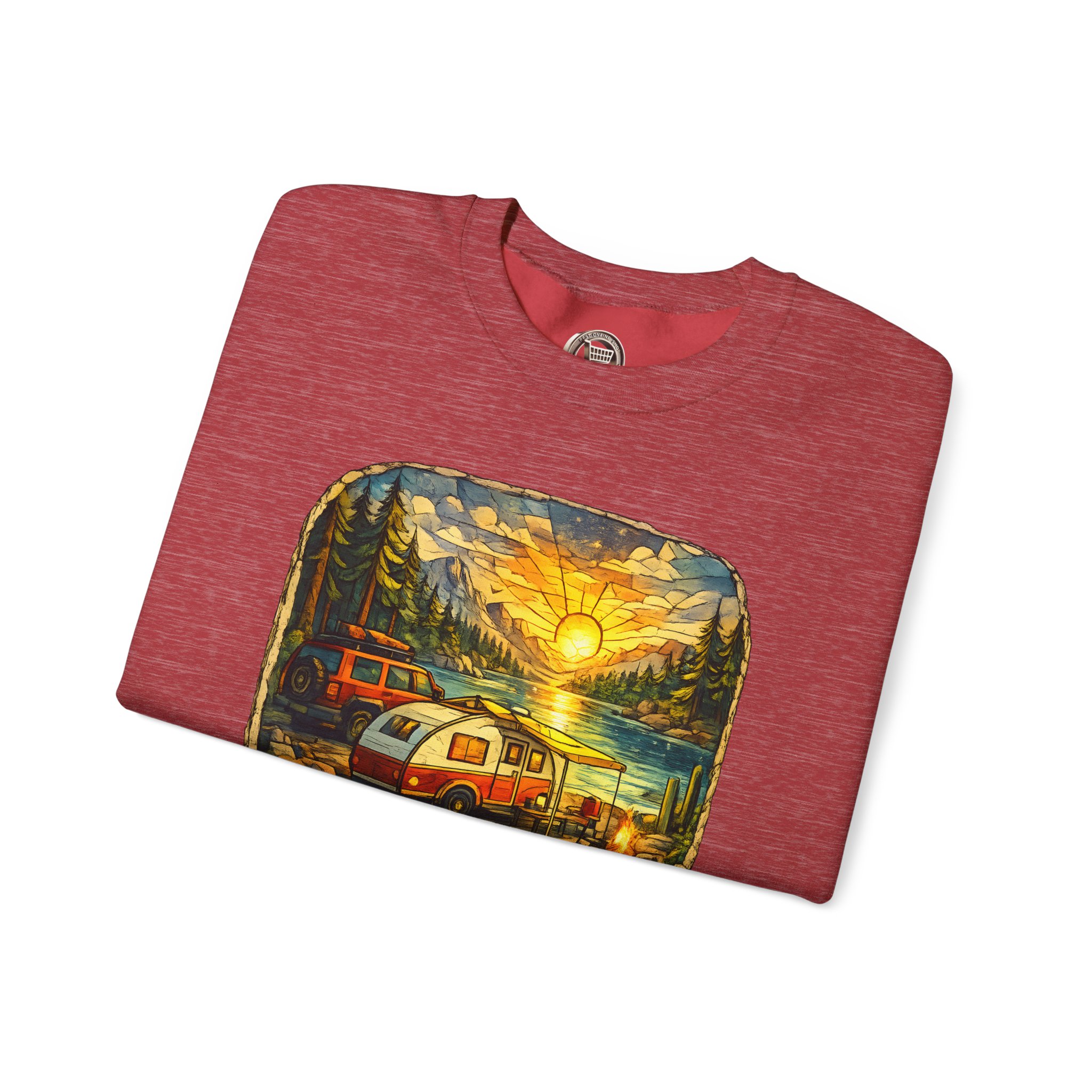 Unisex Heavy Blend™ Crewneck Sweatshirt — "Find Peace In Wild Places" Design Cubic-Line