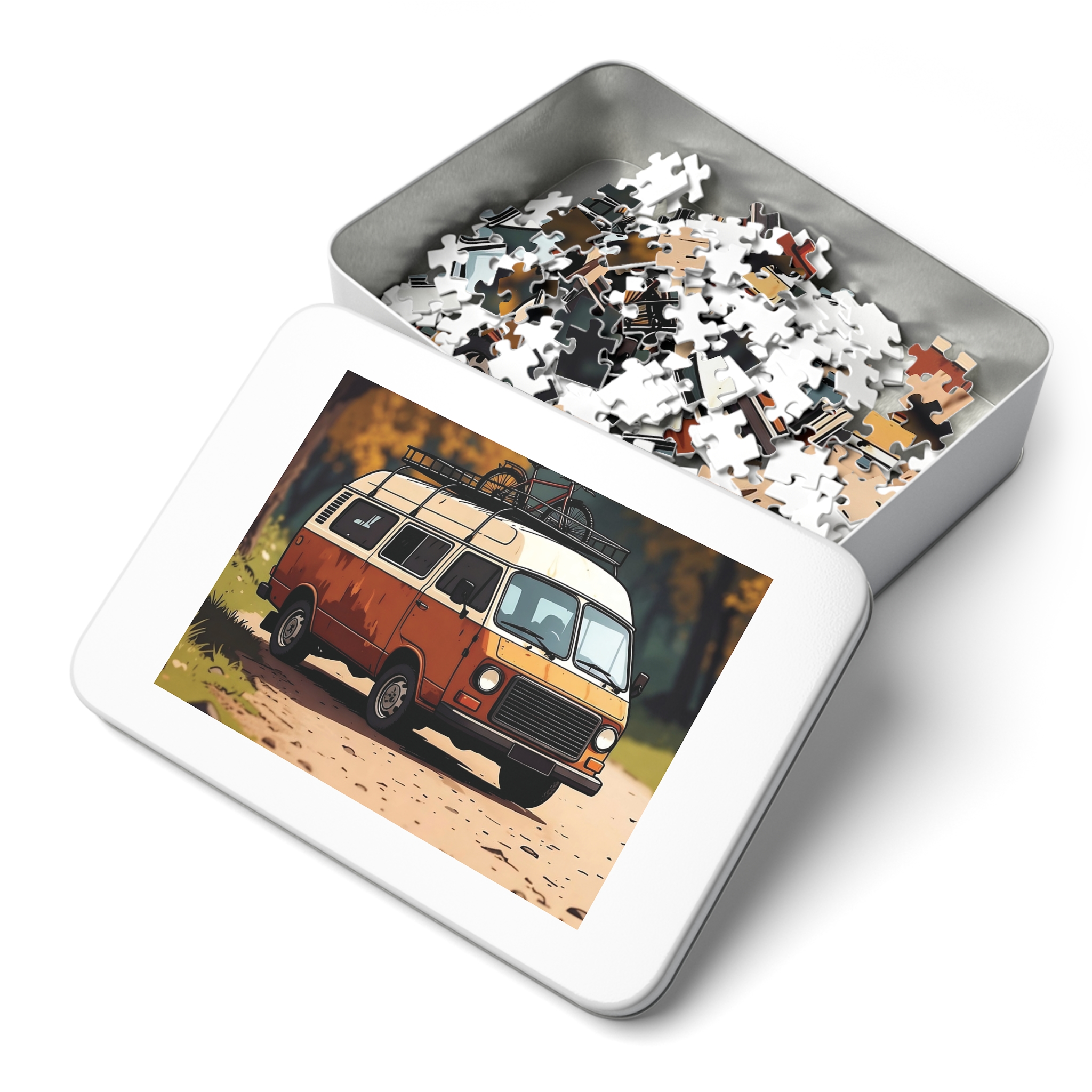 Jigsaw Puzzle with Tin — Scenic Road Trip Puzzle