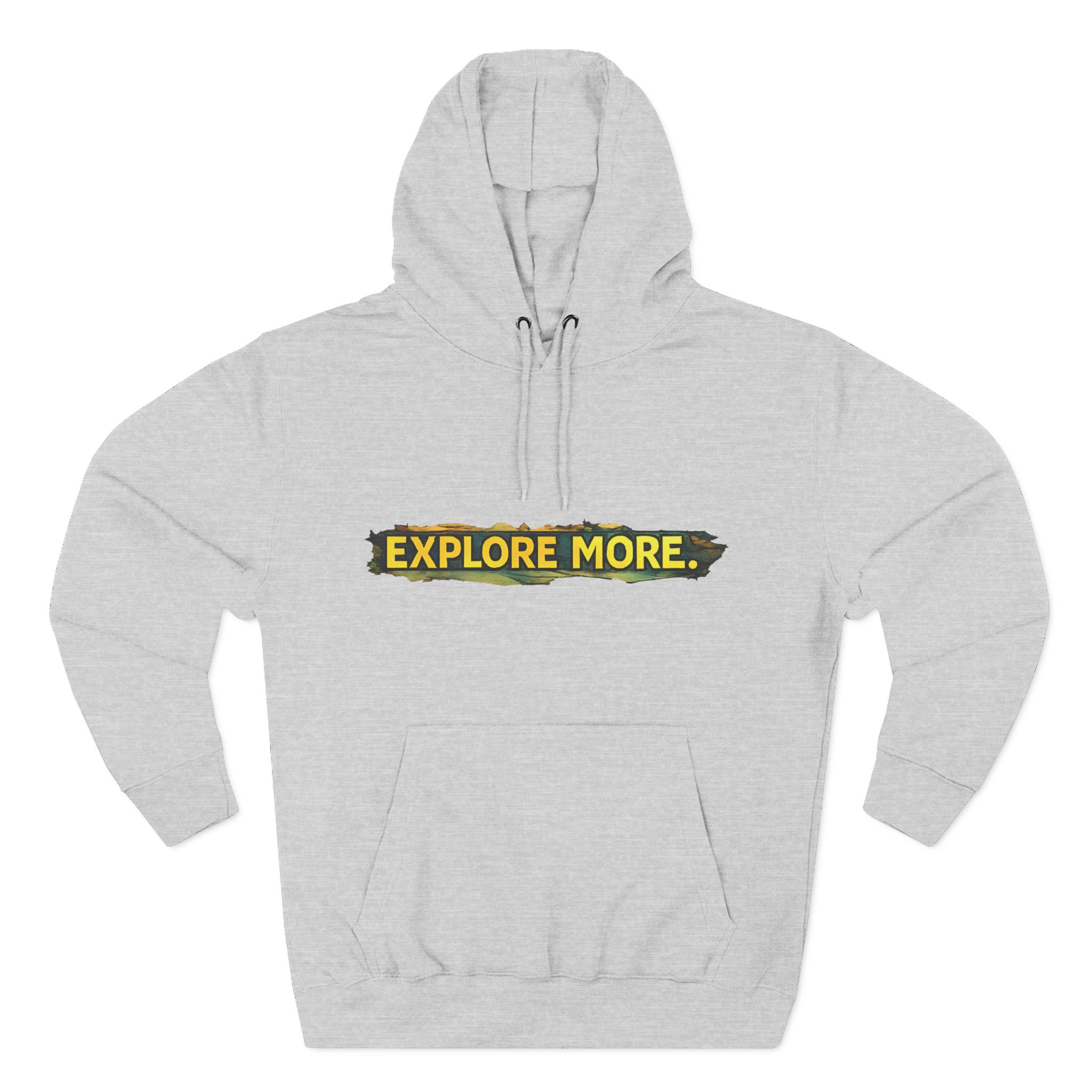 Three-Panel Fleece Hoodie - "Explore More" Design Cubic-Line