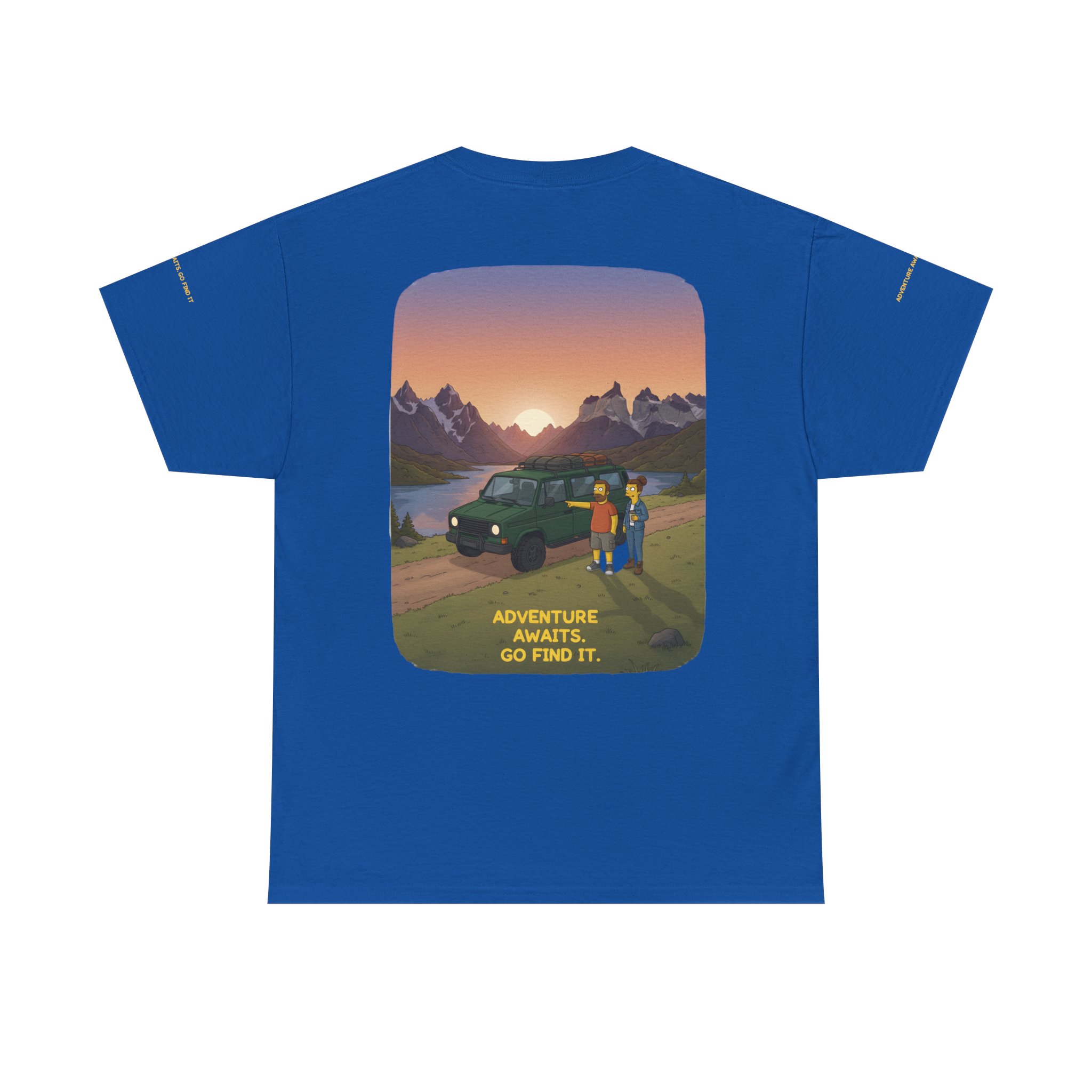 Unisex Heavy Cotton Tee — "Adventure Awaits-Go Find It" Design Sitcom-Line