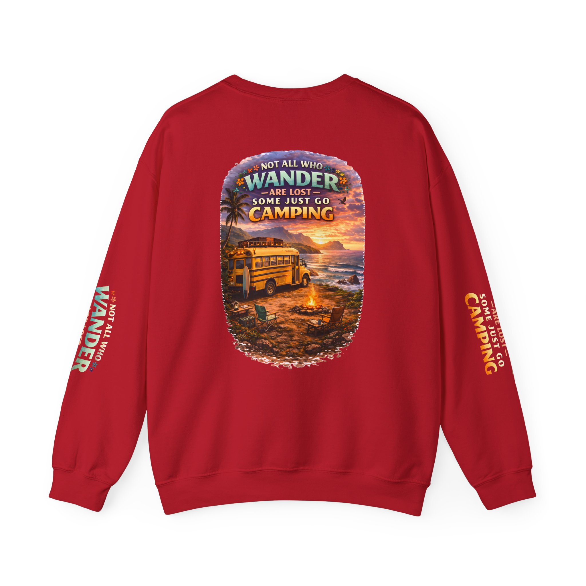Unisex Heavy Blend™ Crewneck Sweatshirt — "Not All Who Wander Are Lost" Design Scenic-Line