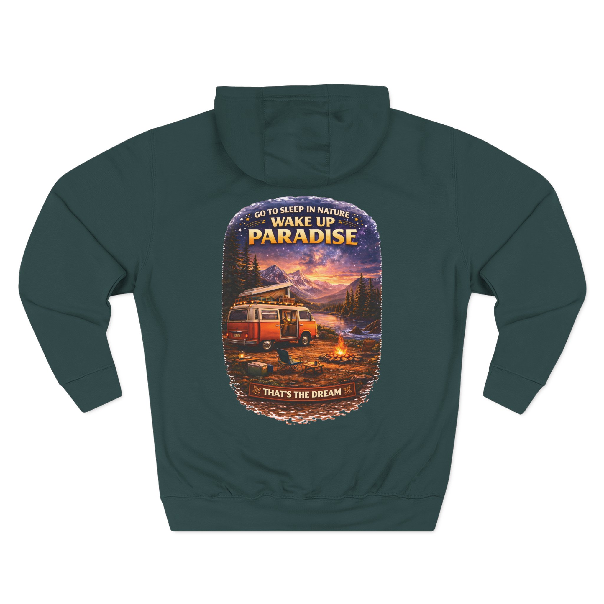 Three-Panel Fleece Hoodie - "Go To Sleep In Nature " Design Scenic-Line