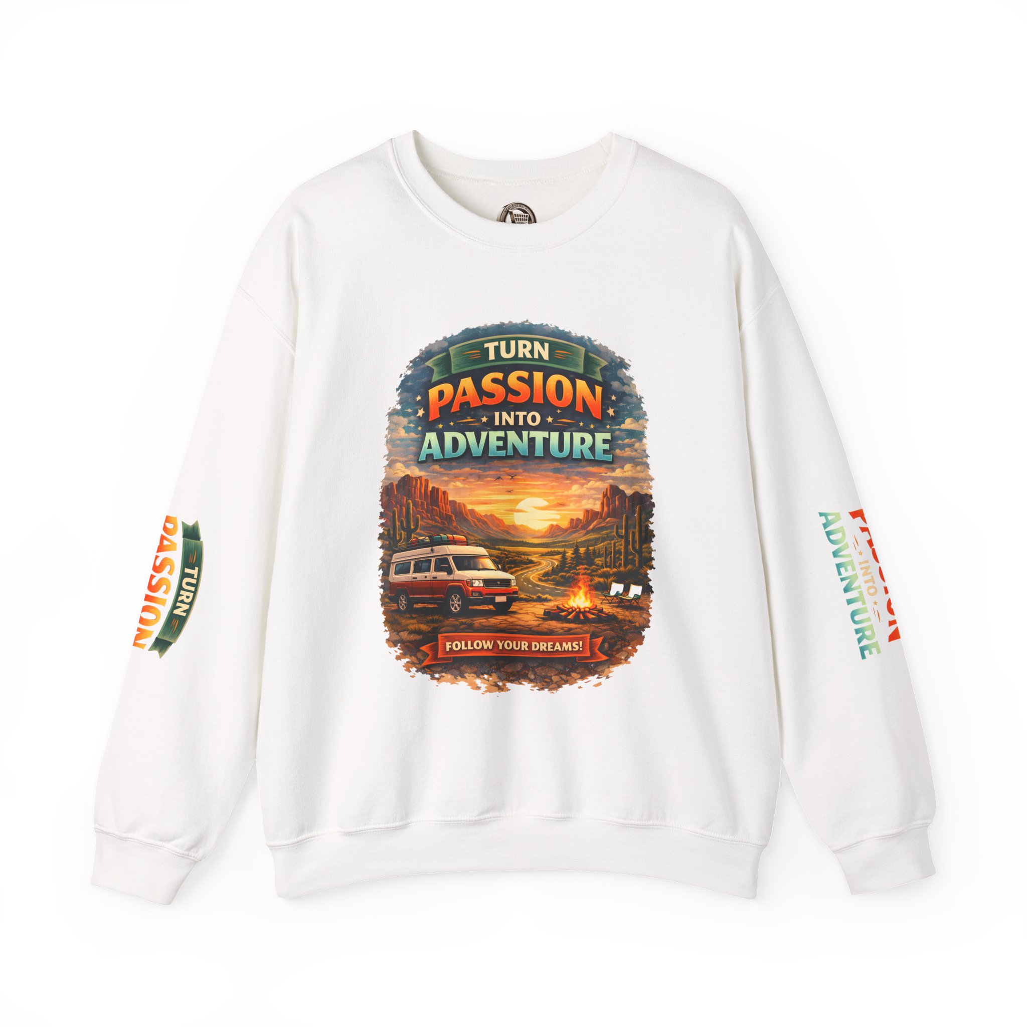 Unisex Heavy Blend™ Crewneck Sweatshirt — "Turn Passion Into Adventure" Design Scenic-Line