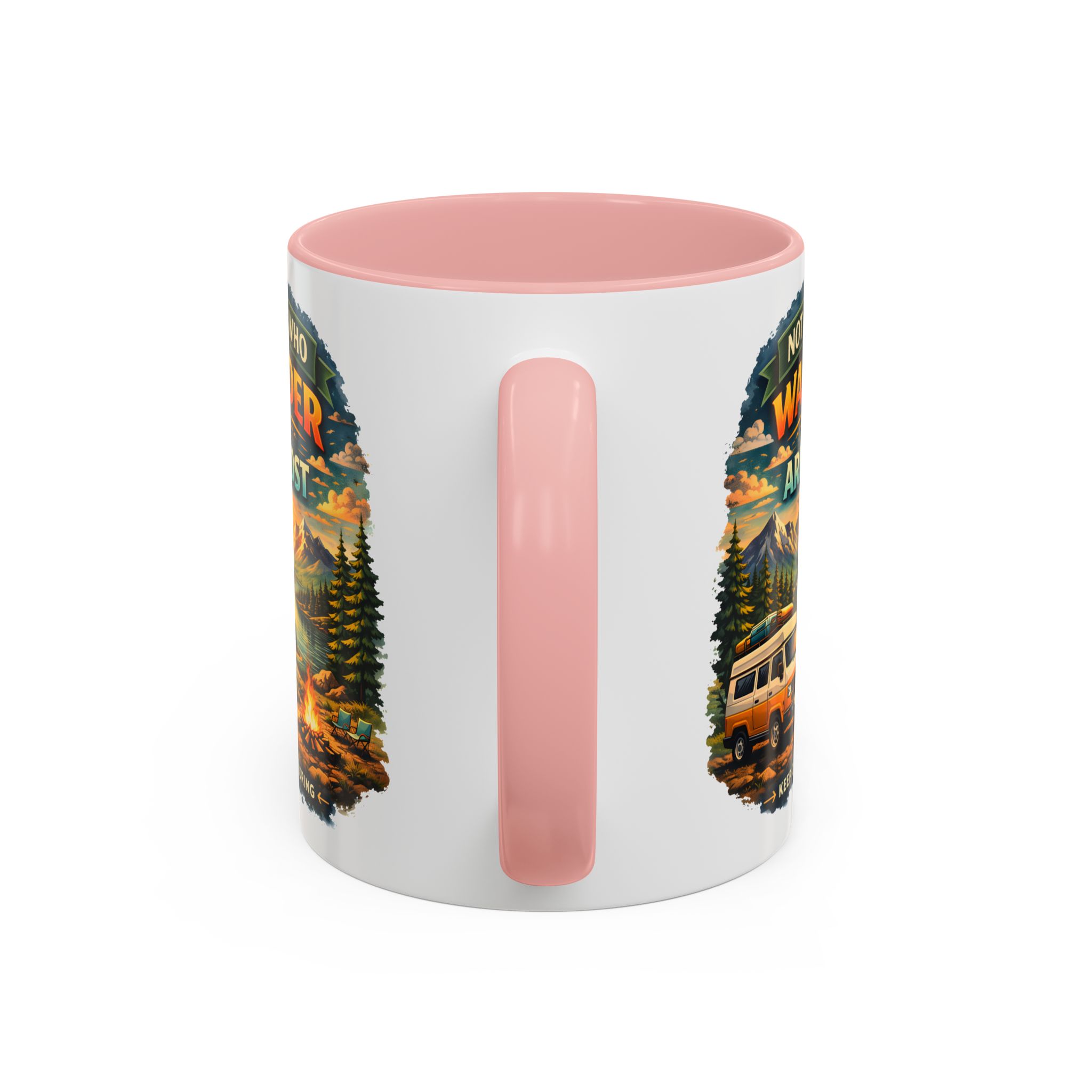 Accent Coffee Mug (11, 15oz) — "Not All Who Wander Are Lost" Design Scenic-Line