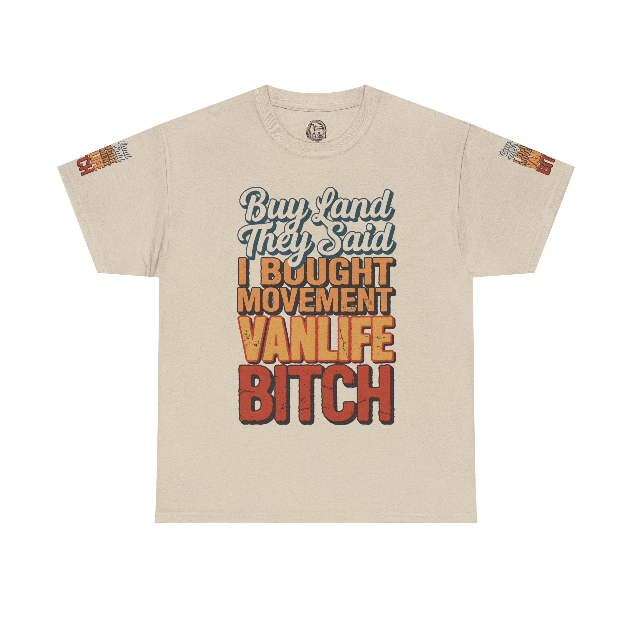 Unisex Heavy Cotton Tee — "Buy Land They Said" Design F**K-Line