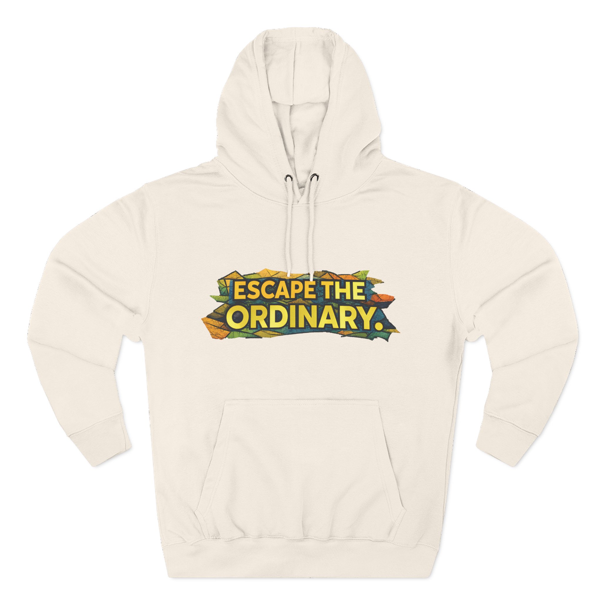 Three-Panel Fleece Hoodie - "Escape The Ordinary" Design Cubic-Line