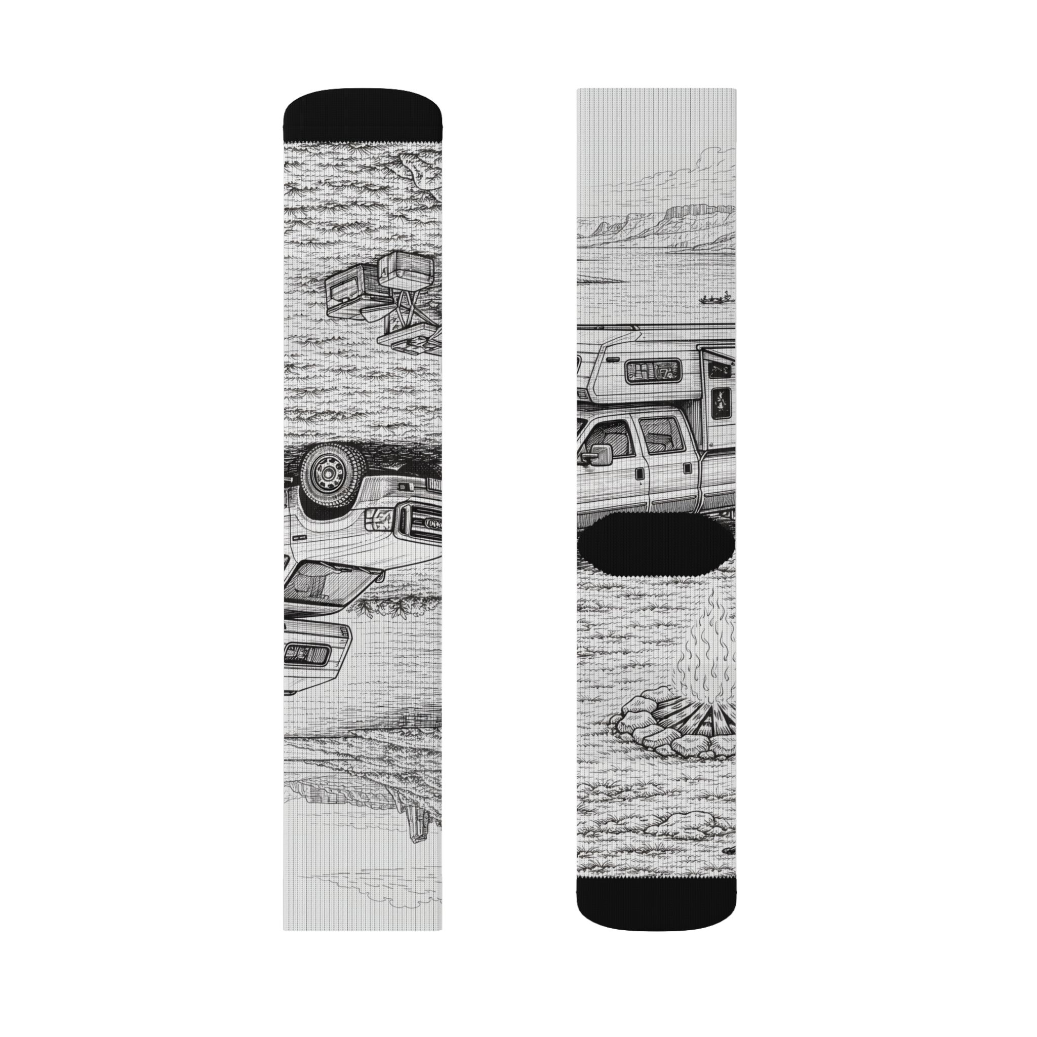 Sublimation Socks — Retro Camper Roadtrip Crew Socks