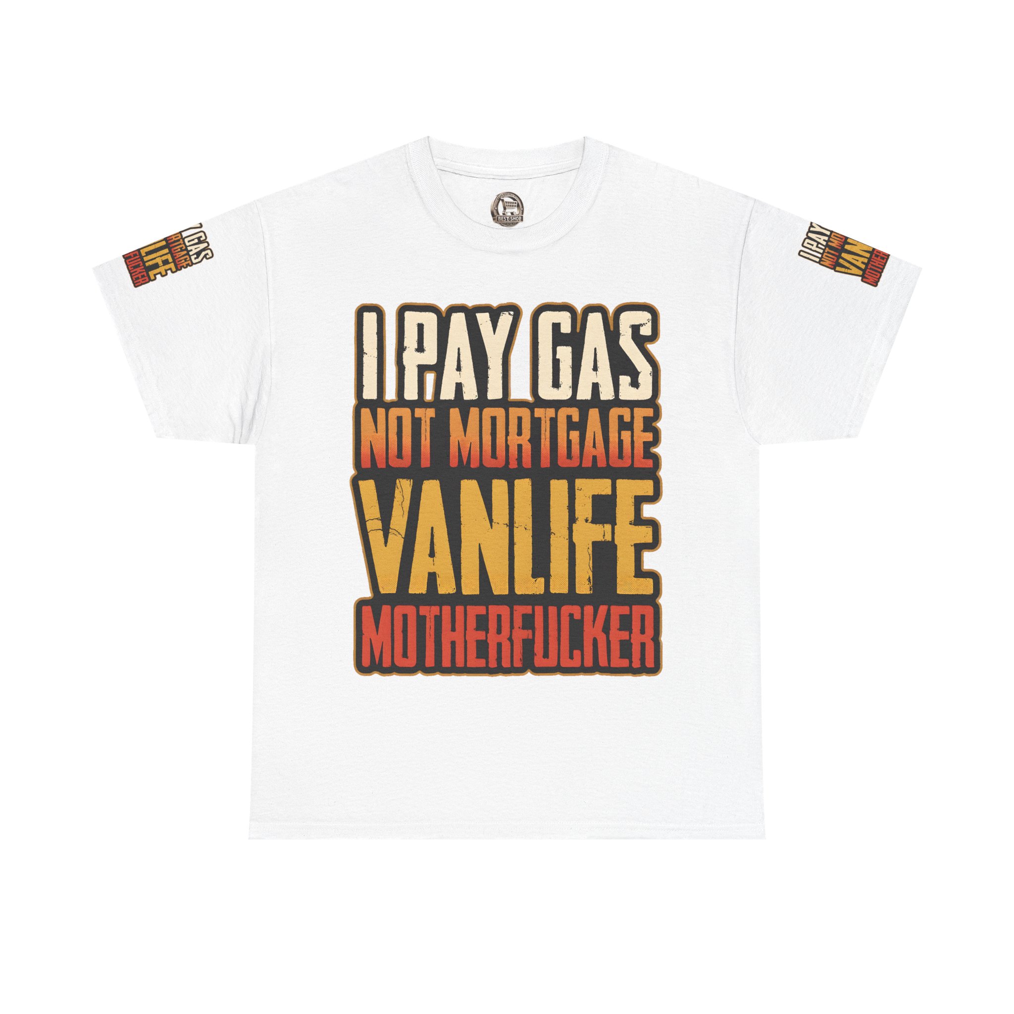 Unisex Heavy Cotton Tee — "I Pay Gas Not Mortgage" Design F**K-Line