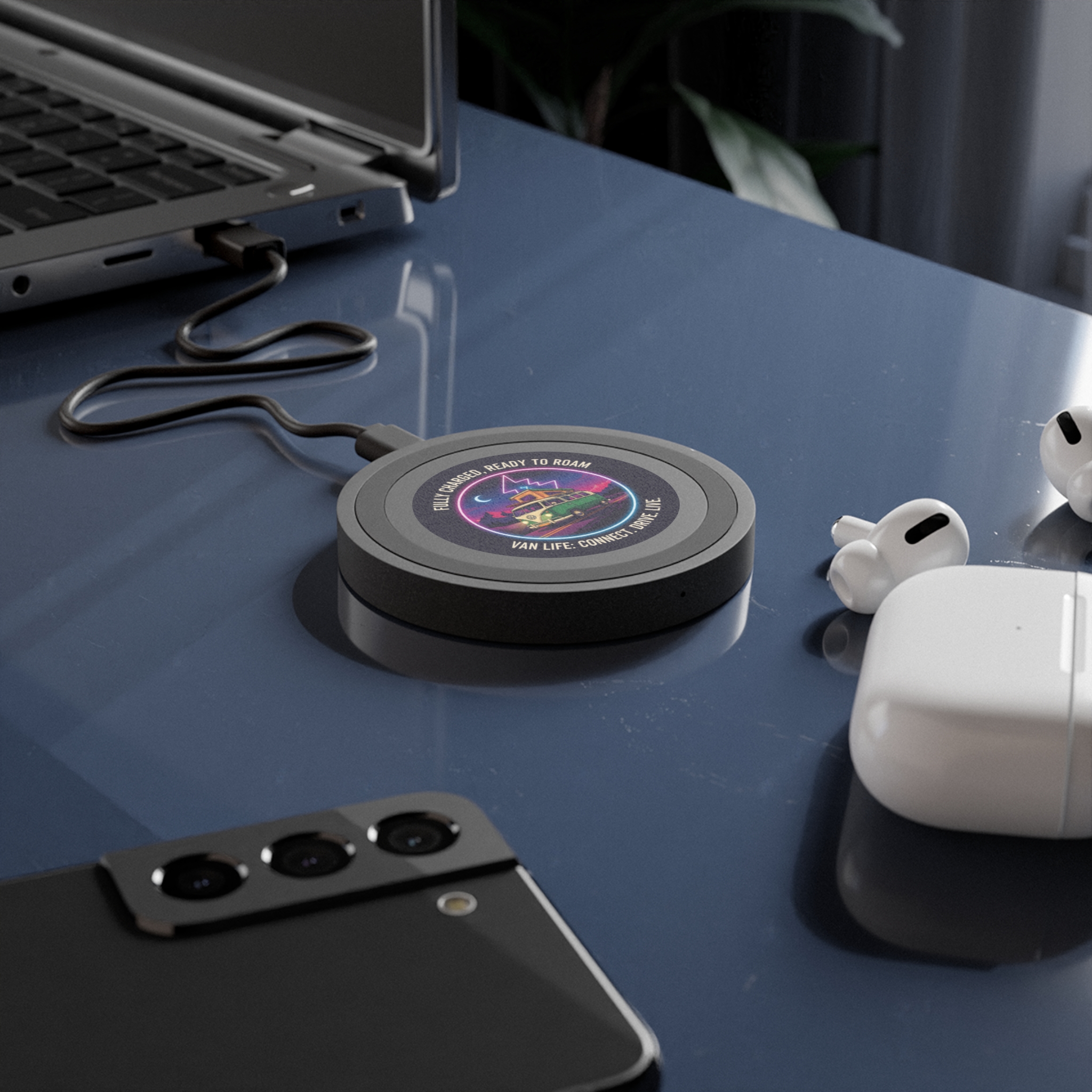 Wireless Charging Pad — "Fully Charged, Ready to Roam" Van Life Design