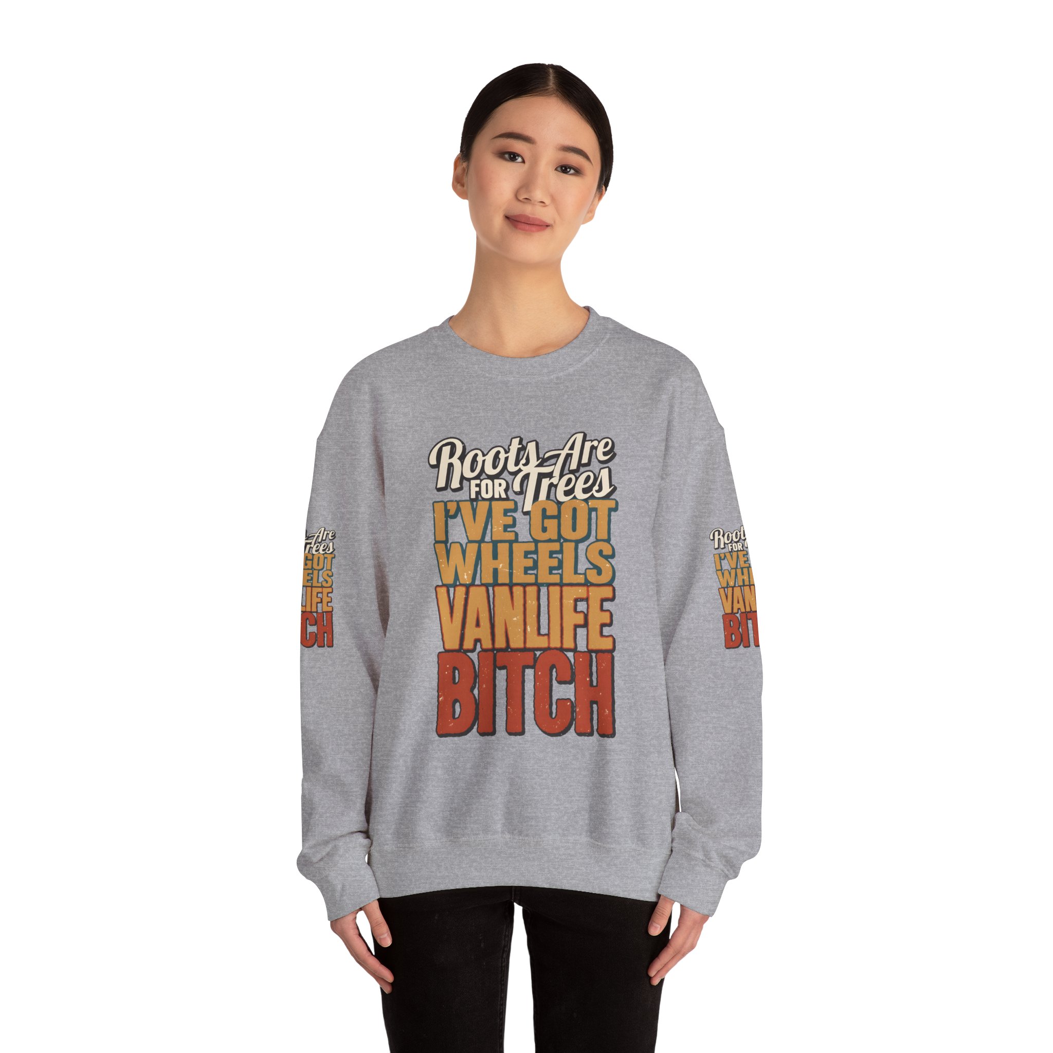 Unisex Heavy Blend™ Crewneck Sweatshirt — "Roots Are For Trees" Design F**K-Line
