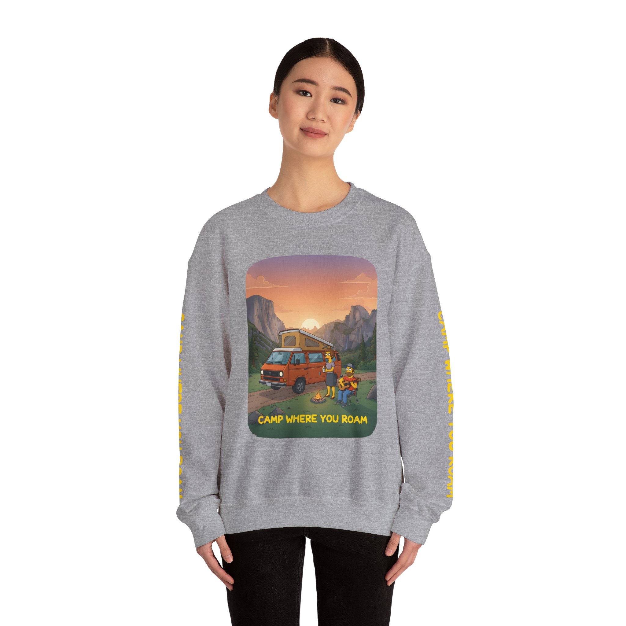 Unisex Heavy Blend™ Crewneck Sweatshirt — "Camp Where You Roam" Design Sitcom-Line