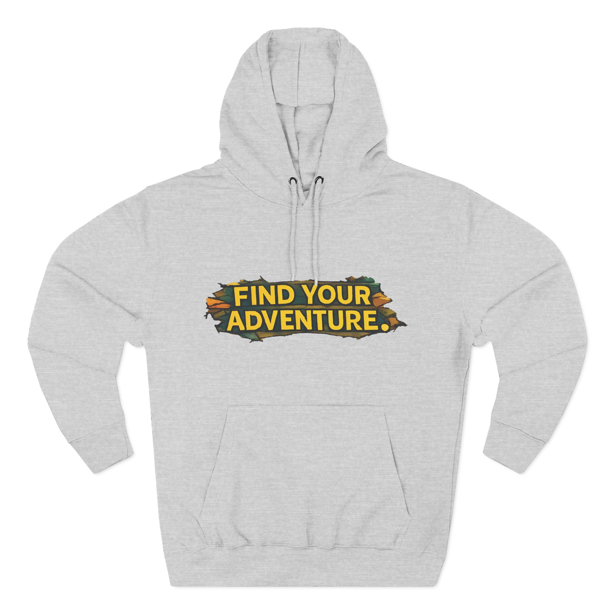 Three-Panel Fleece Hoodie - ""Find Your Adventure"" Design Cubic-Line