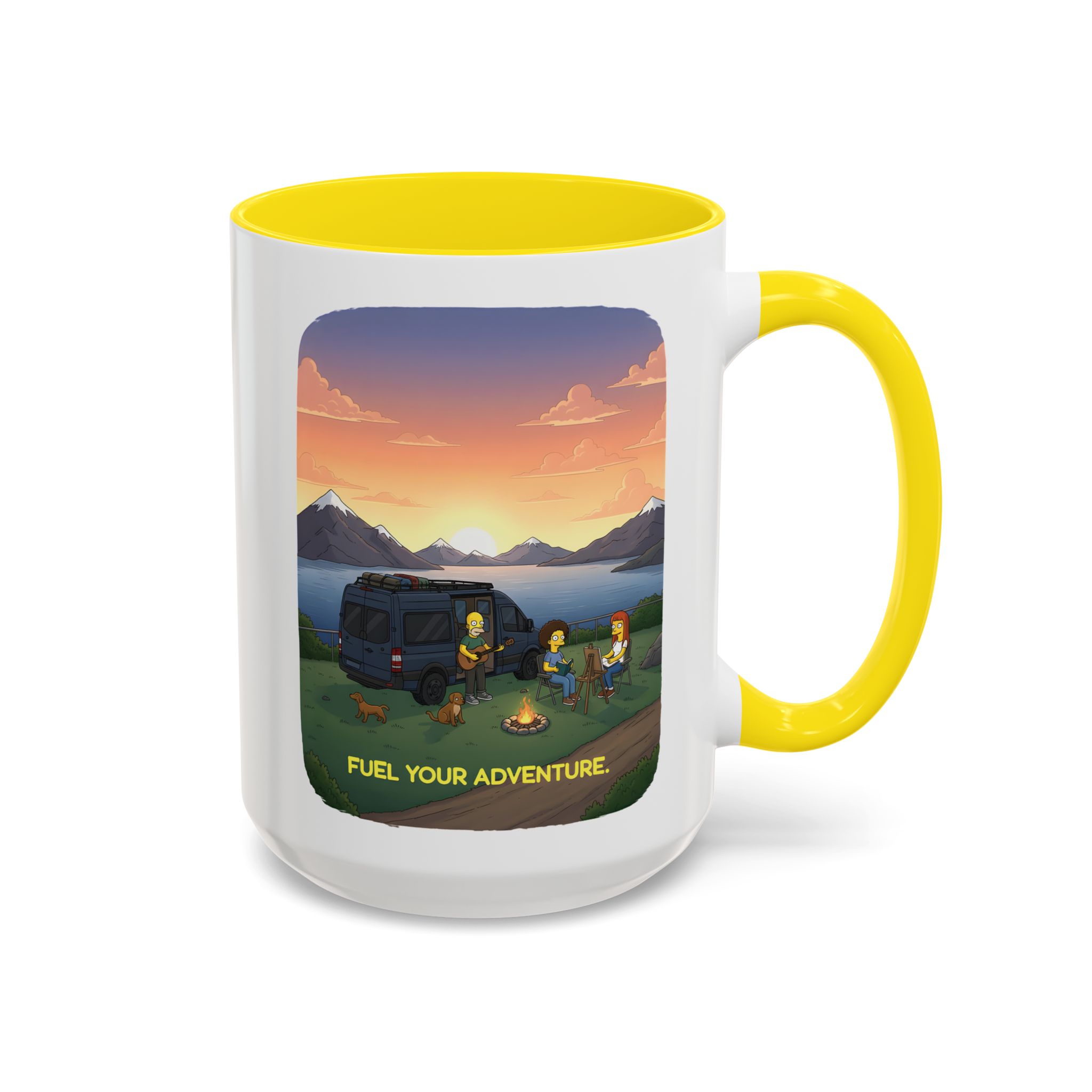 Accent Coffee Mug (11, 15oz) — "Fuel Your Adventure" Design Sitcom-Line