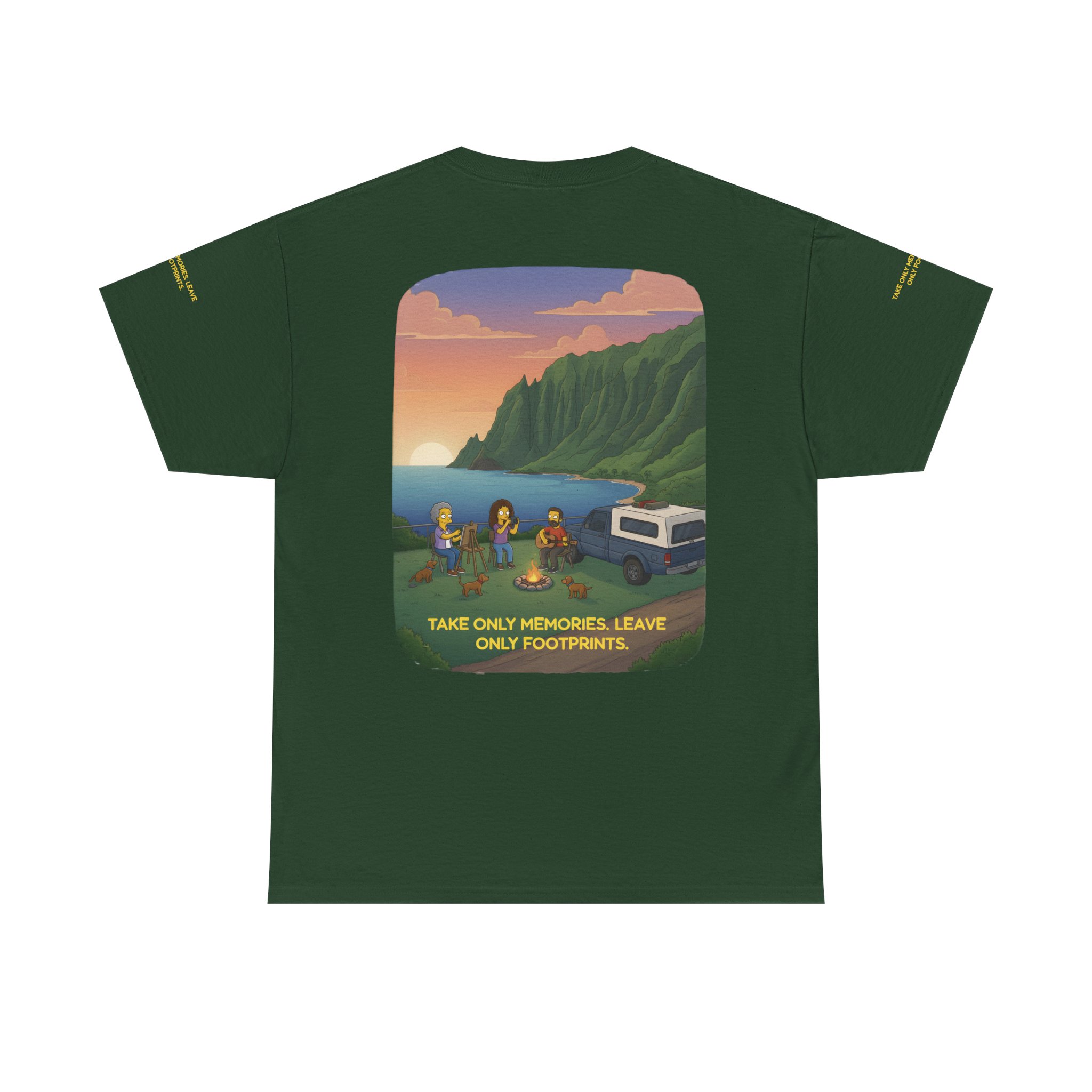 Unisex Heavy Cotton Tee — "Take Only Memories-Leave Only Footprints" Design Sitcom-Line