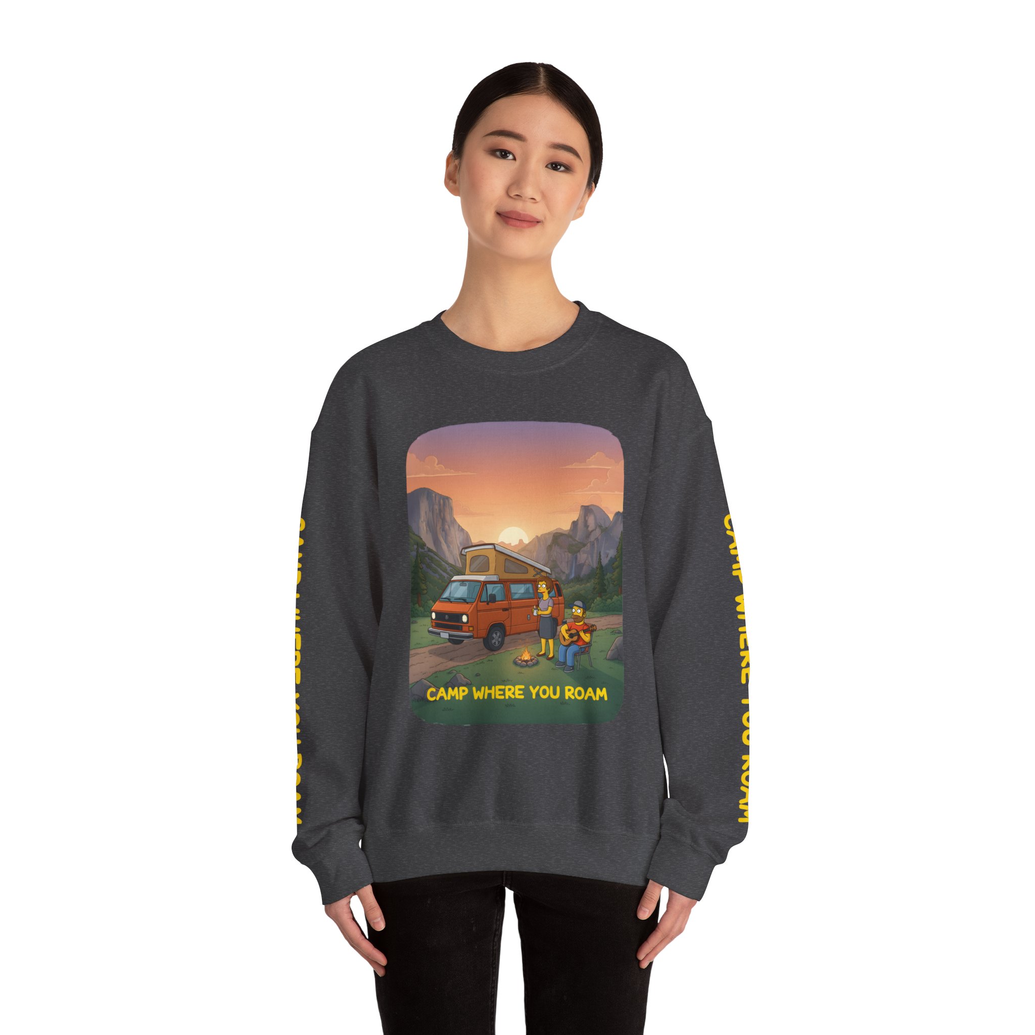 Unisex Heavy Blend™ Crewneck Sweatshirt — "Camp Where You Roam" Design Sitcom-Line