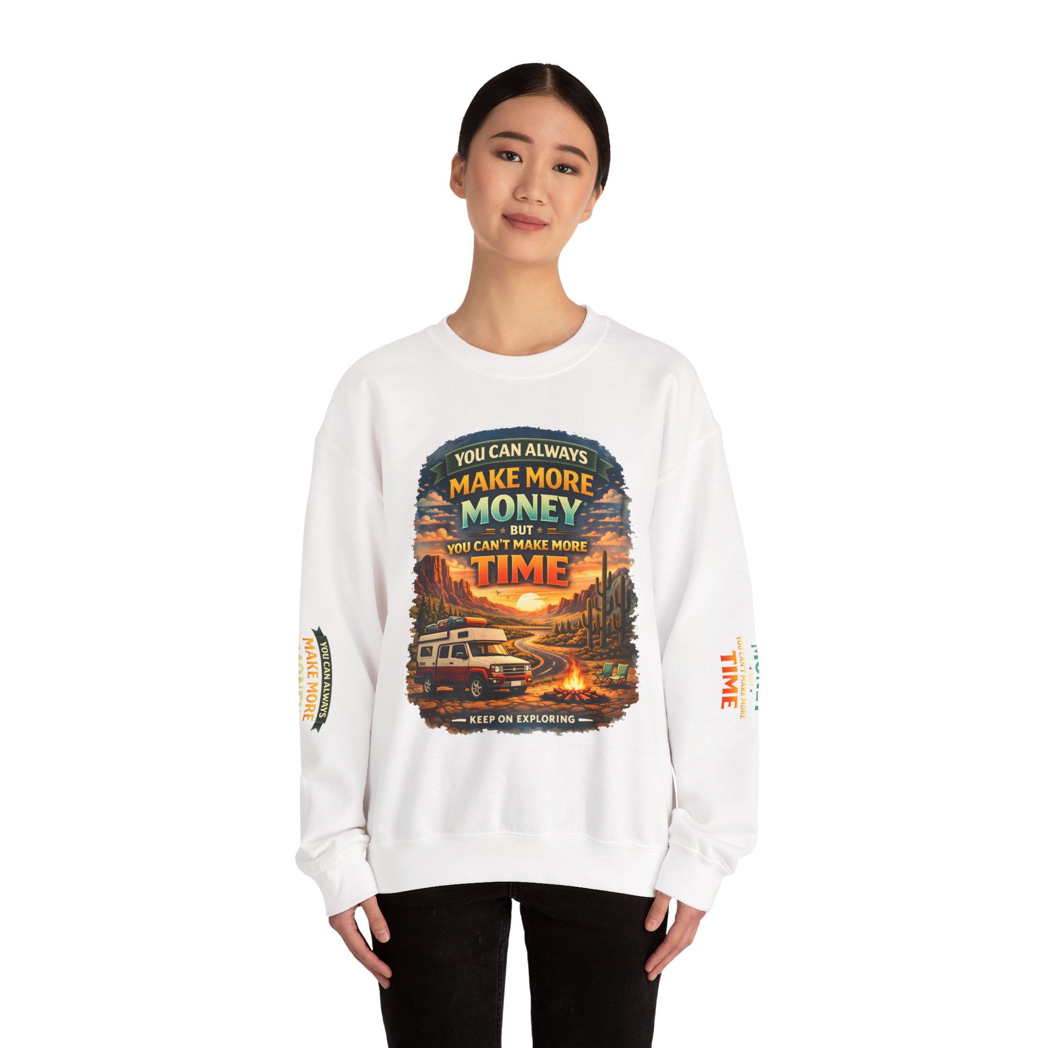 Unisex Heavy Blend™ Crewneck Sweatshirt — "You Can Always Make More Money" Design Scenic-Line
