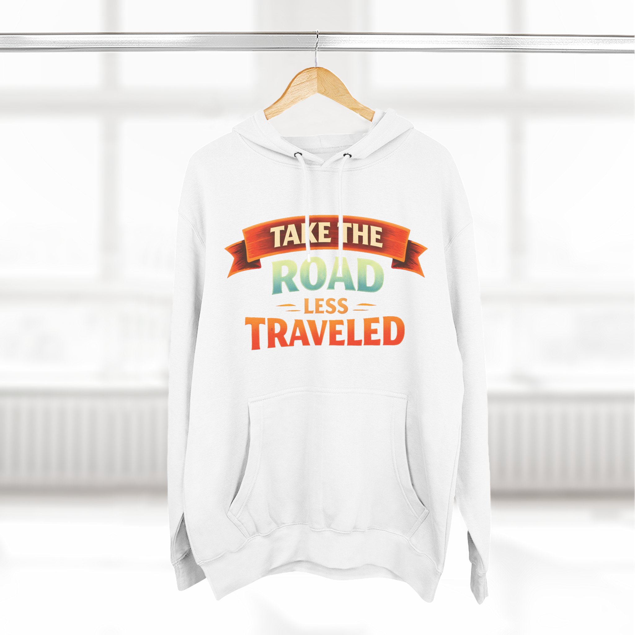 Three-Panel Fleece Hoodie - "Take The Road Less Traveled" Design Scenic-Line