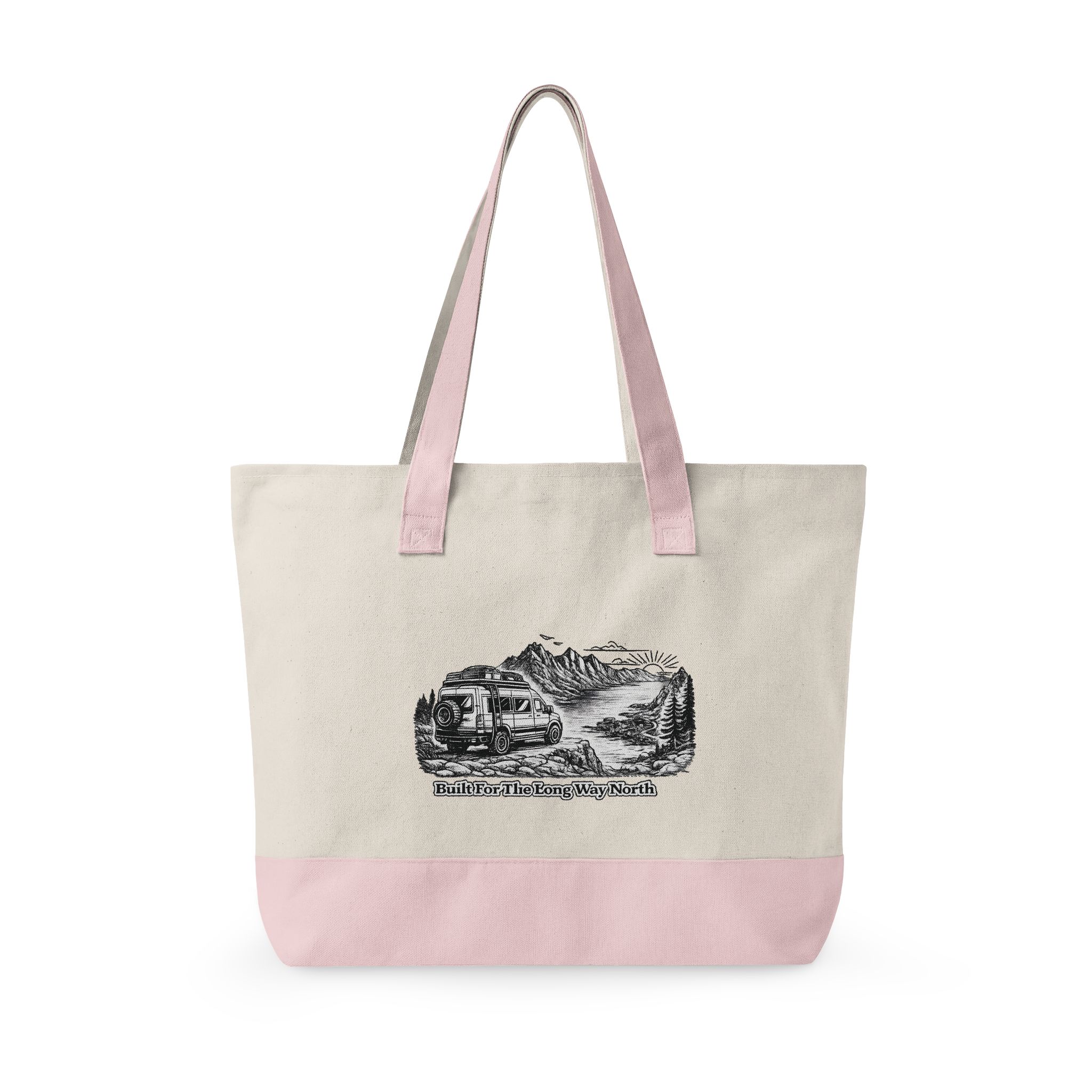 Zippered Canvas Tote — "Build For The Long Way " (Design Minimal-Line)