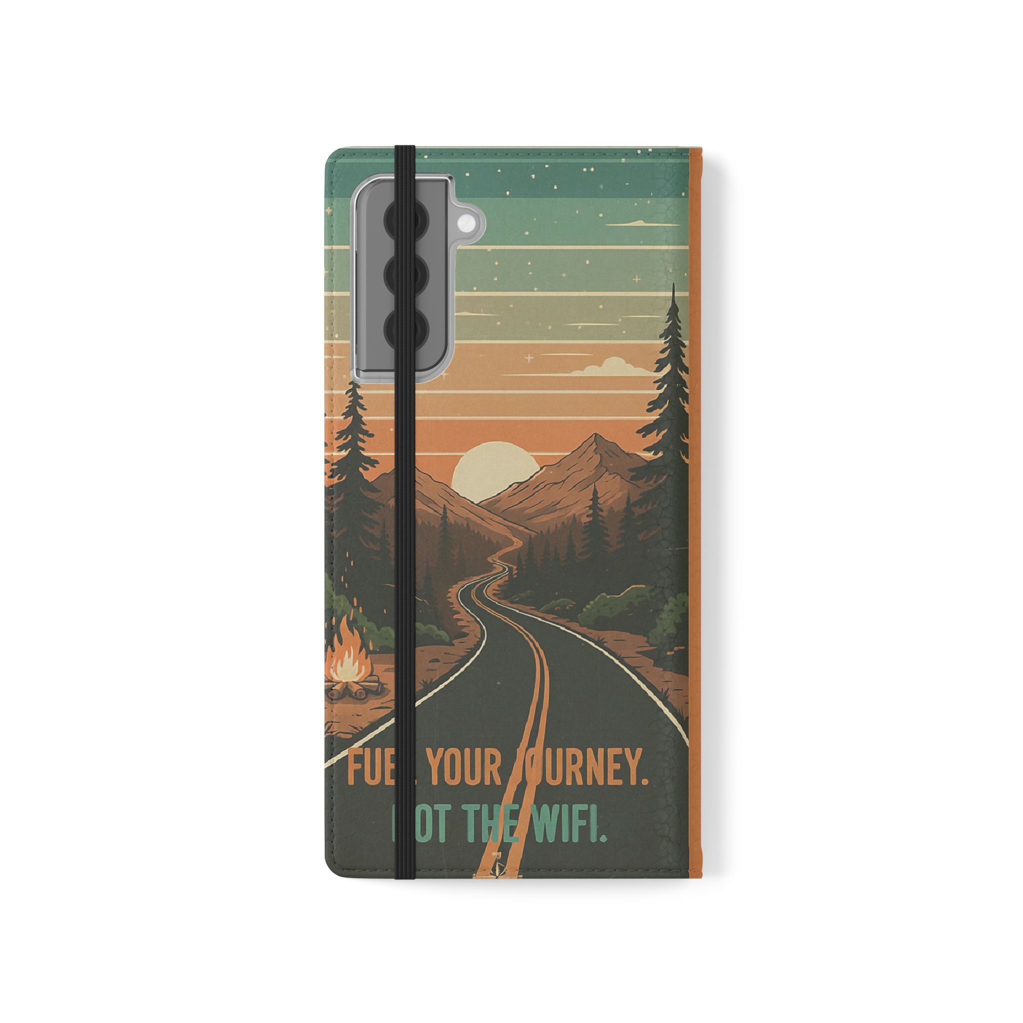 Flip Phone Case — "Adventure Awaits Unplug & Drive" Wallet Case