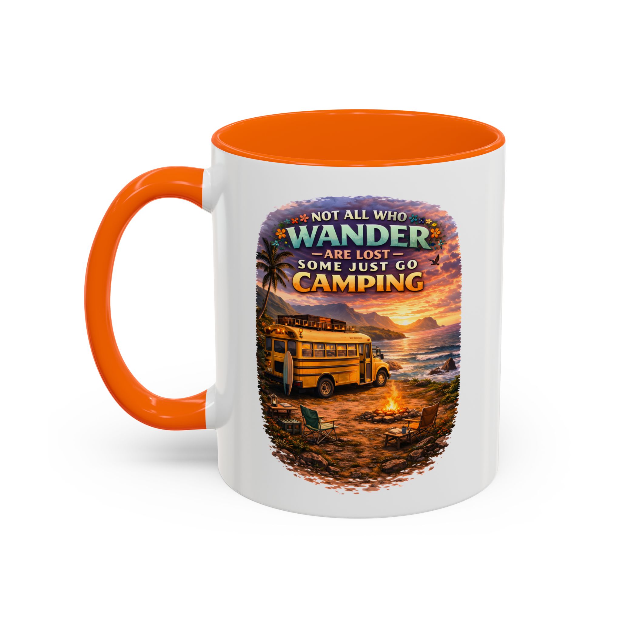 Accent Coffee Mug (11, 15oz) — "Not All Who Wander Are Lost" Design Scenic-Line