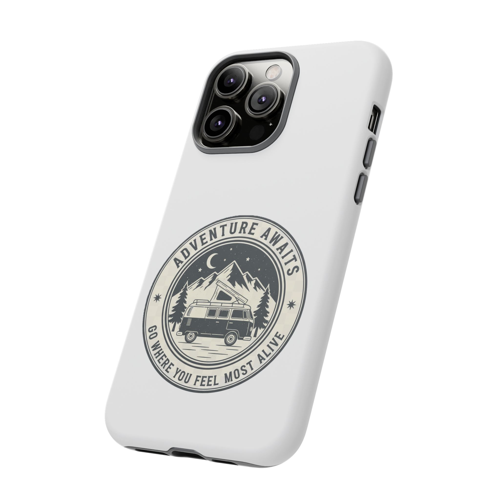 Phone Case — "Adventure Awaits-Go Where You Feel Most Alive" Camper Van Design