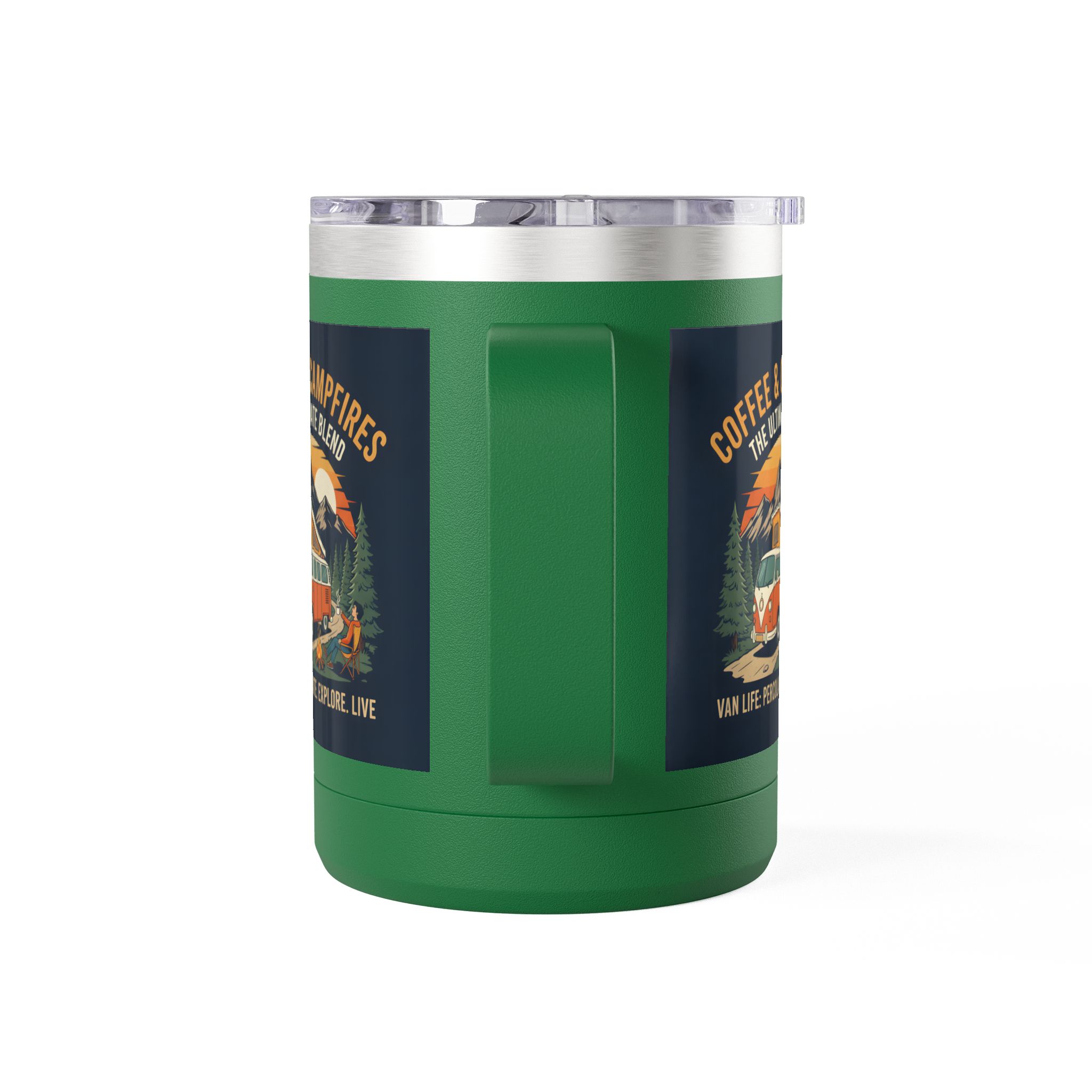 Coffee Mug Tumbler, 15oz — “Coffee & Campfires: The Ultimate Blend”