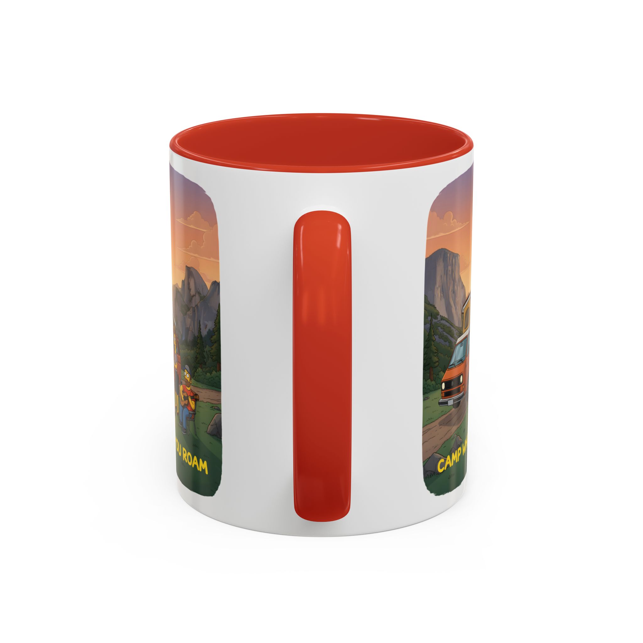 Accent Coffee Mug (11, 15oz) — "Camp Where You Roam" Design Sitcom-Line